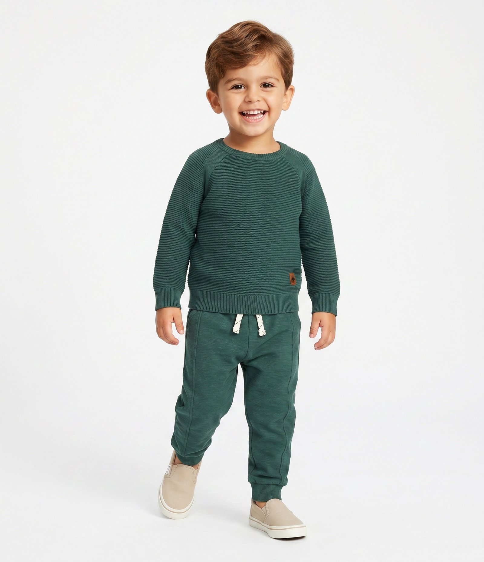Casaco Infantil em Tricô Texturizado com Manga Raglan – Tam 1 a 4 Anos Verde 1