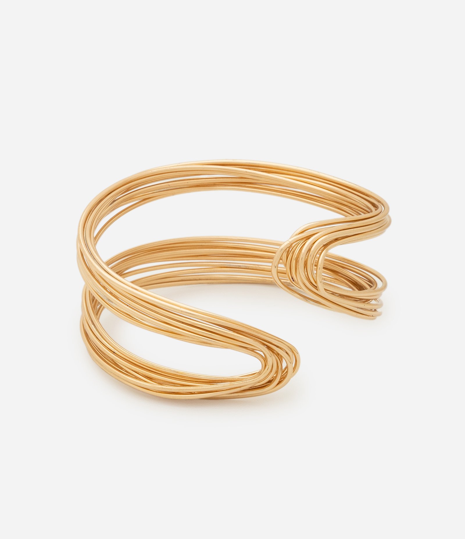 Bracelete Rígido com Acabamento Aramado Torcido Dourado 2