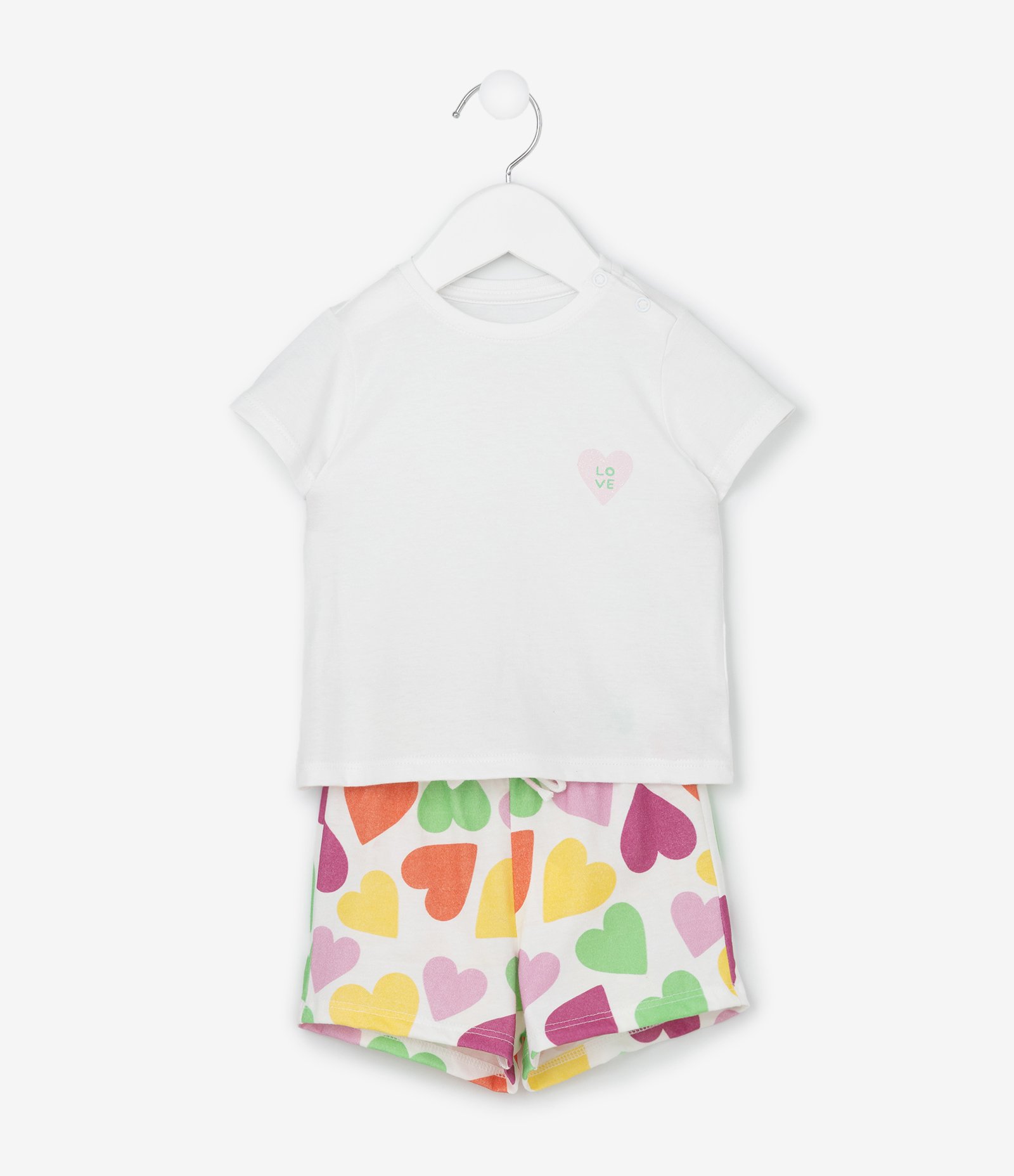 Conjunto Infantil com Estampa de Corações - Tam 0 a 18 Meses Multicores 1
