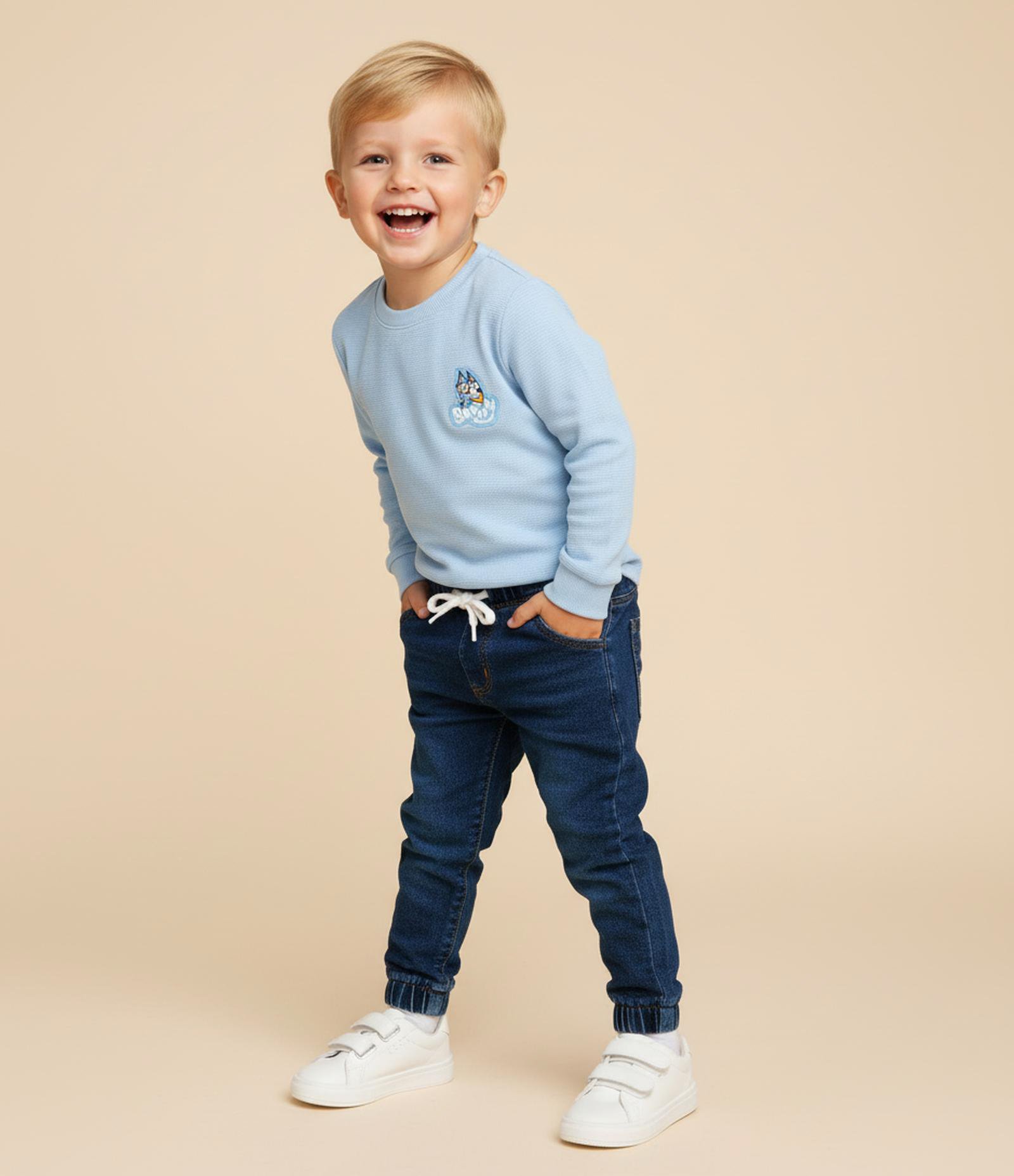 Camiseta Infantil com Estampa Bluey Canelada - Tam 2 a 6 Anos Azul 1