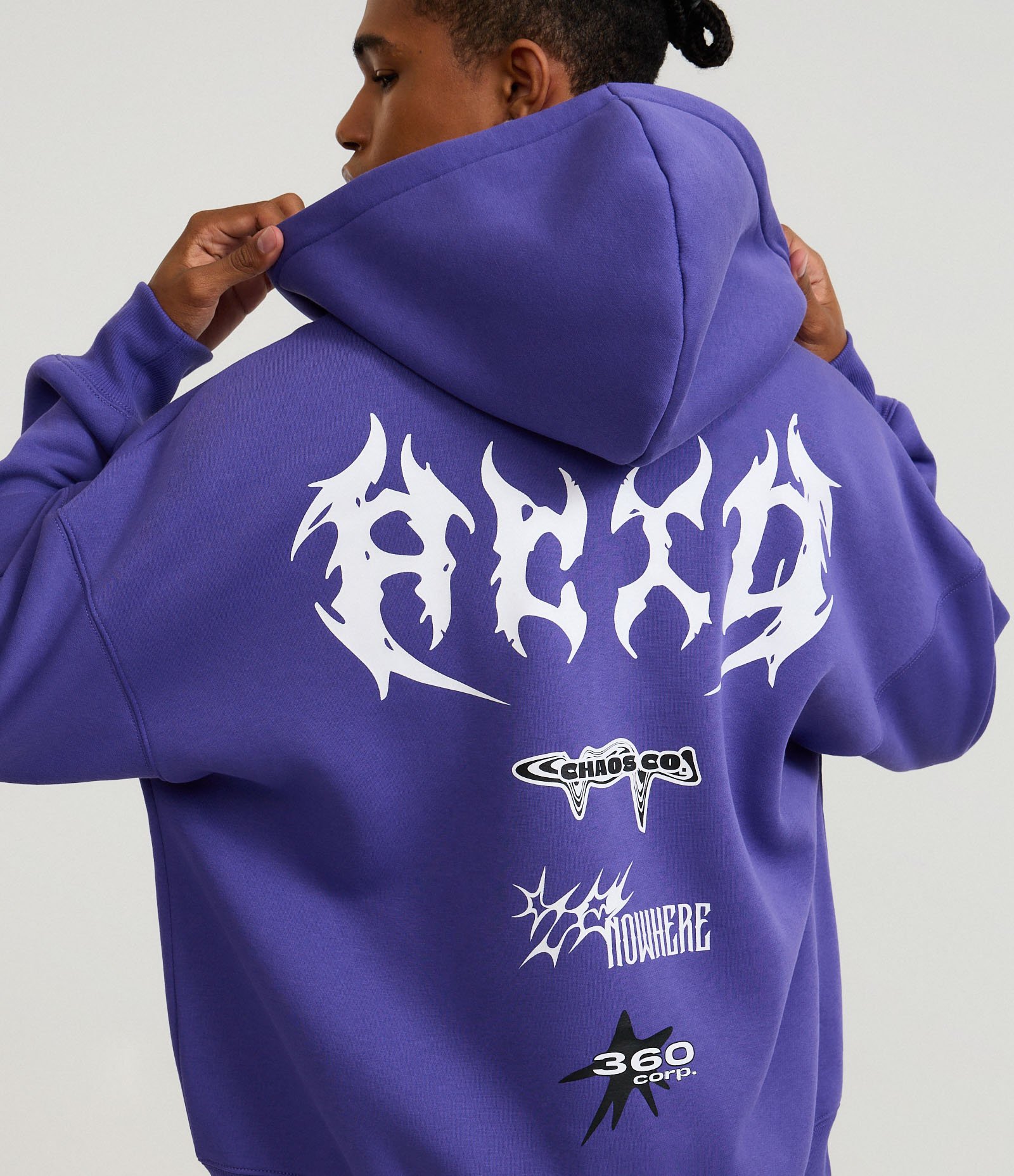 Casaco em Moletom com Felpa Aberto Com Ziper e Estampa Lettering Viper Chaos Roxo 3