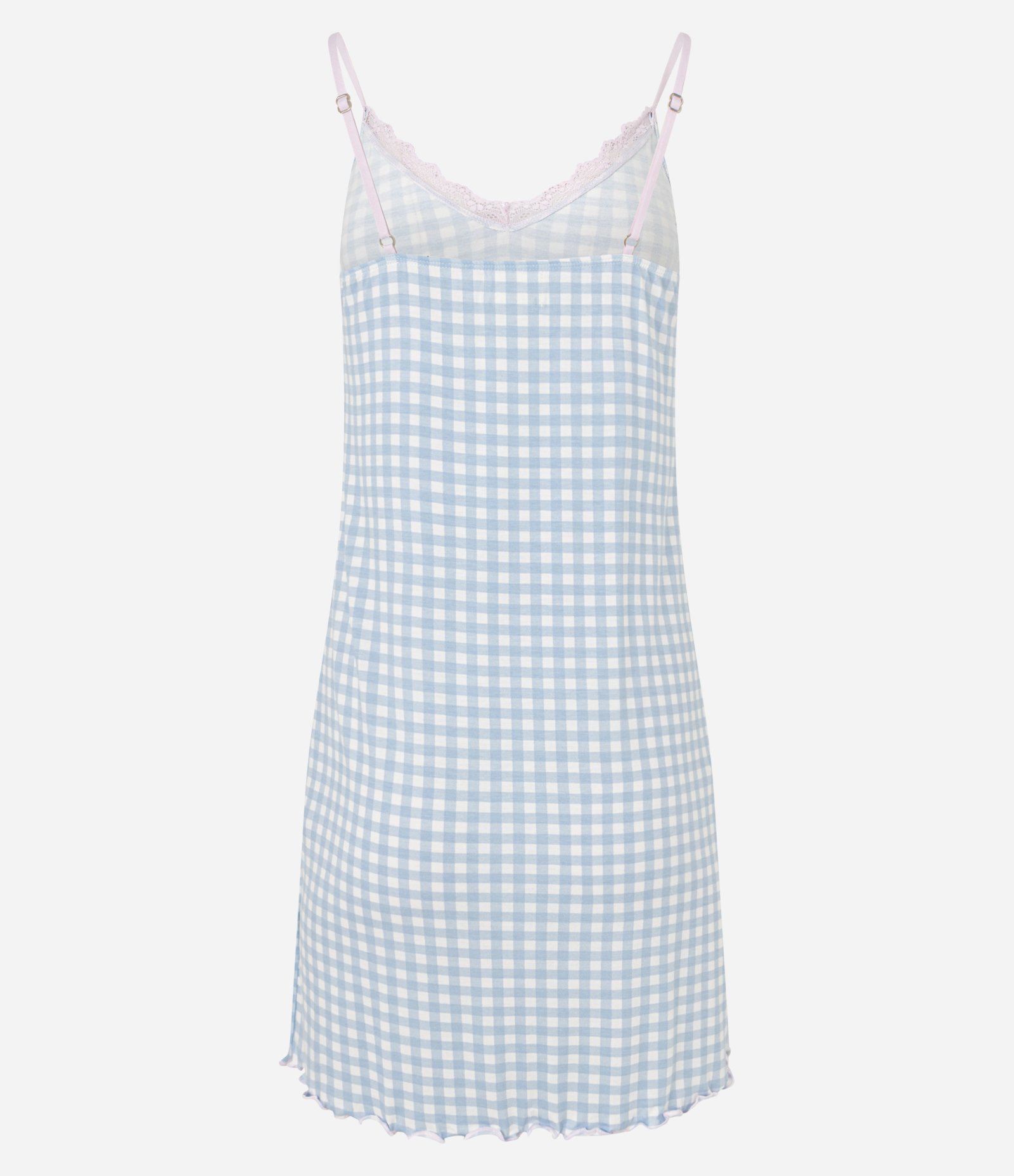 Camisola em Viscolycra com Alcinha e Estampa Xadrez Vichy Azul 3