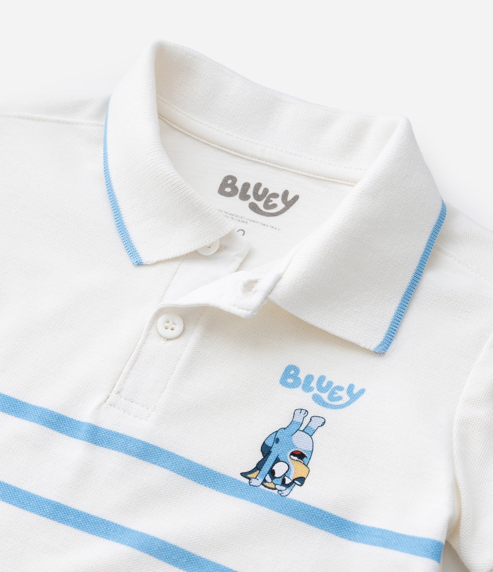Camiseta Polo Infantil em Piquet com Estampa de Listras Bluey - Tam 2 a 6 Anos Branco 5