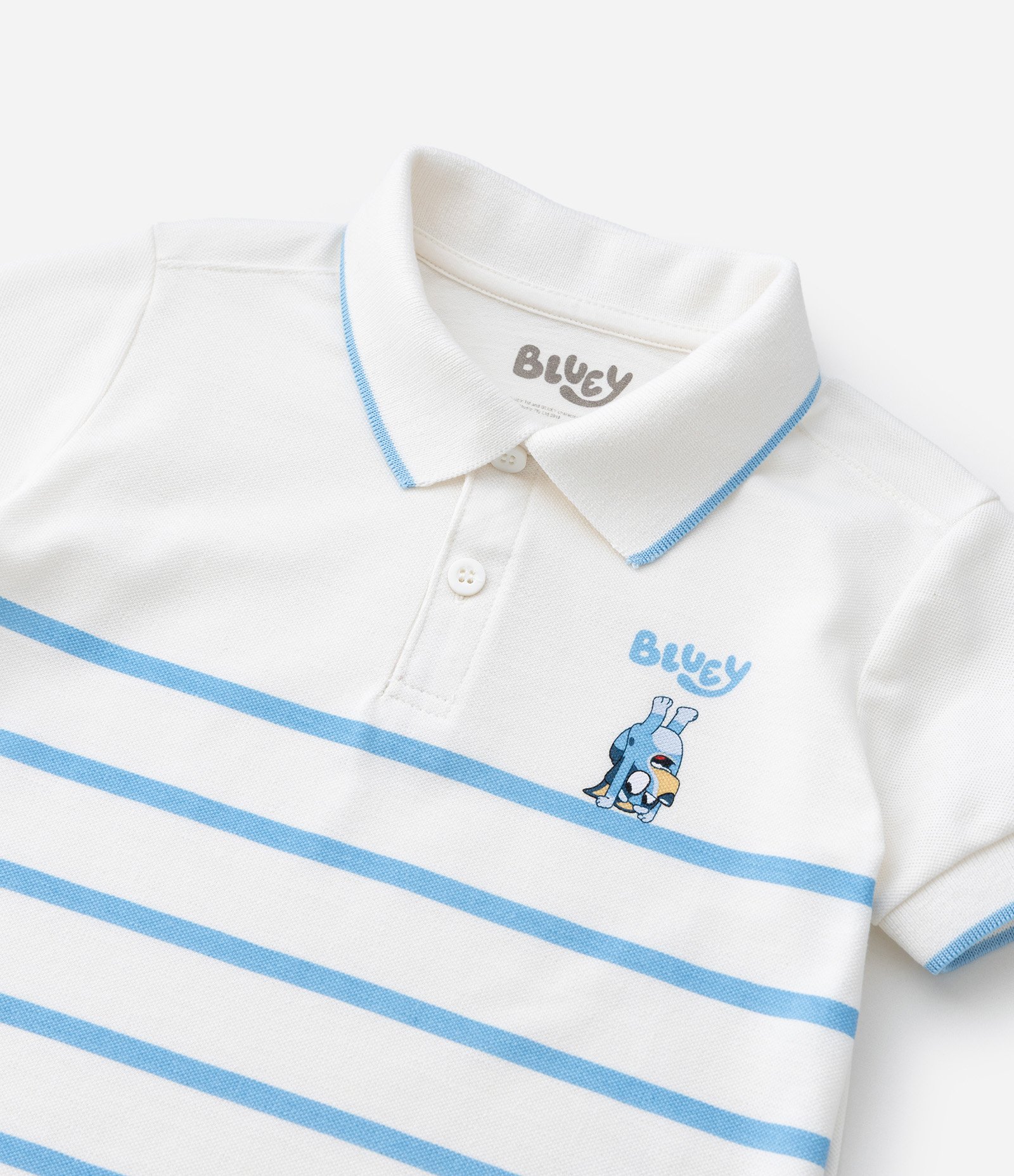 Camiseta Polo Infantil em Piquet com Estampa de Listras Bluey - Tam 2 a 6 Anos Branco 8