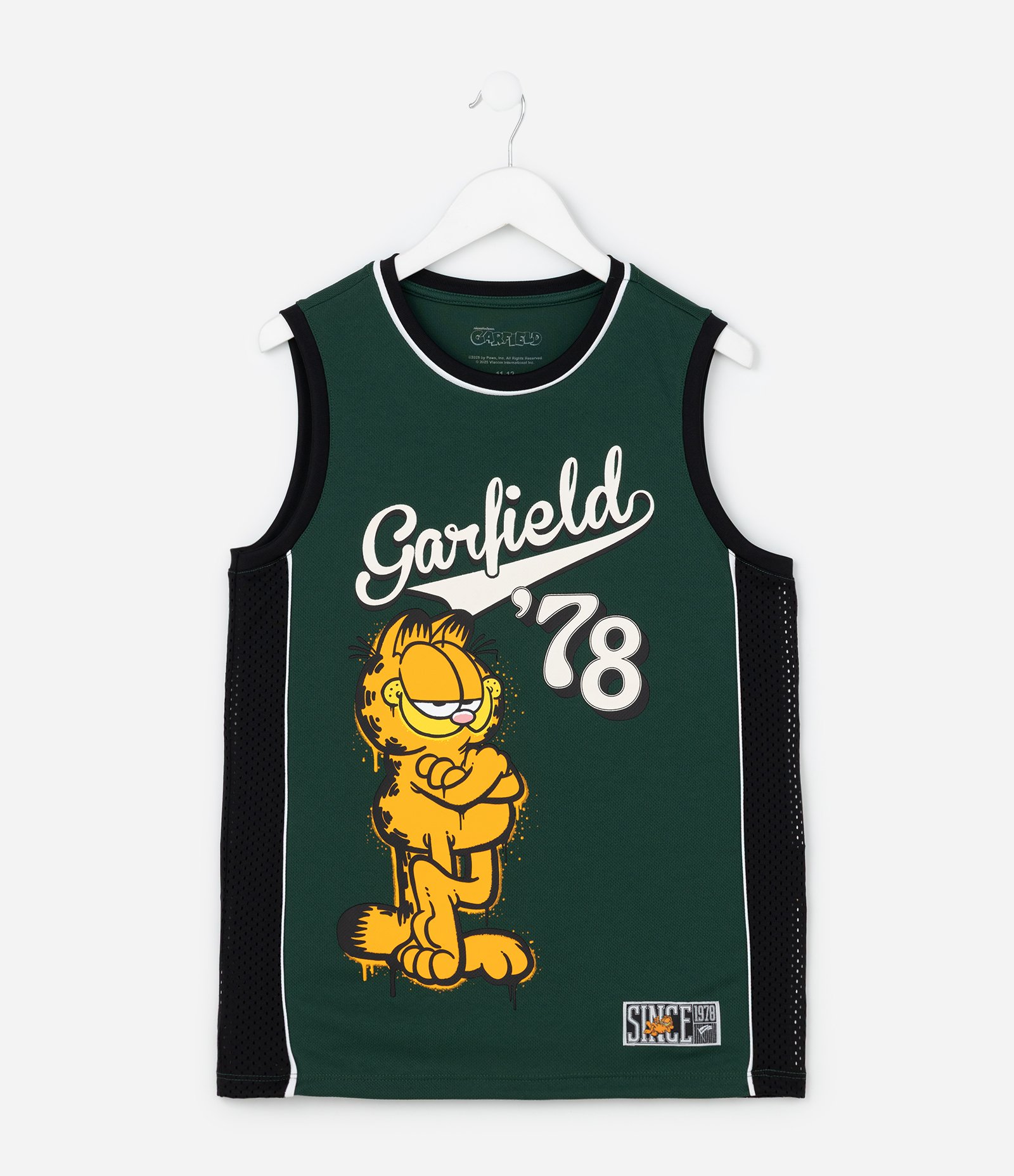 Regata Infantil com Tecnologia Dry Estampa Garfield - Tam 5 a 14 Anos Verde 1