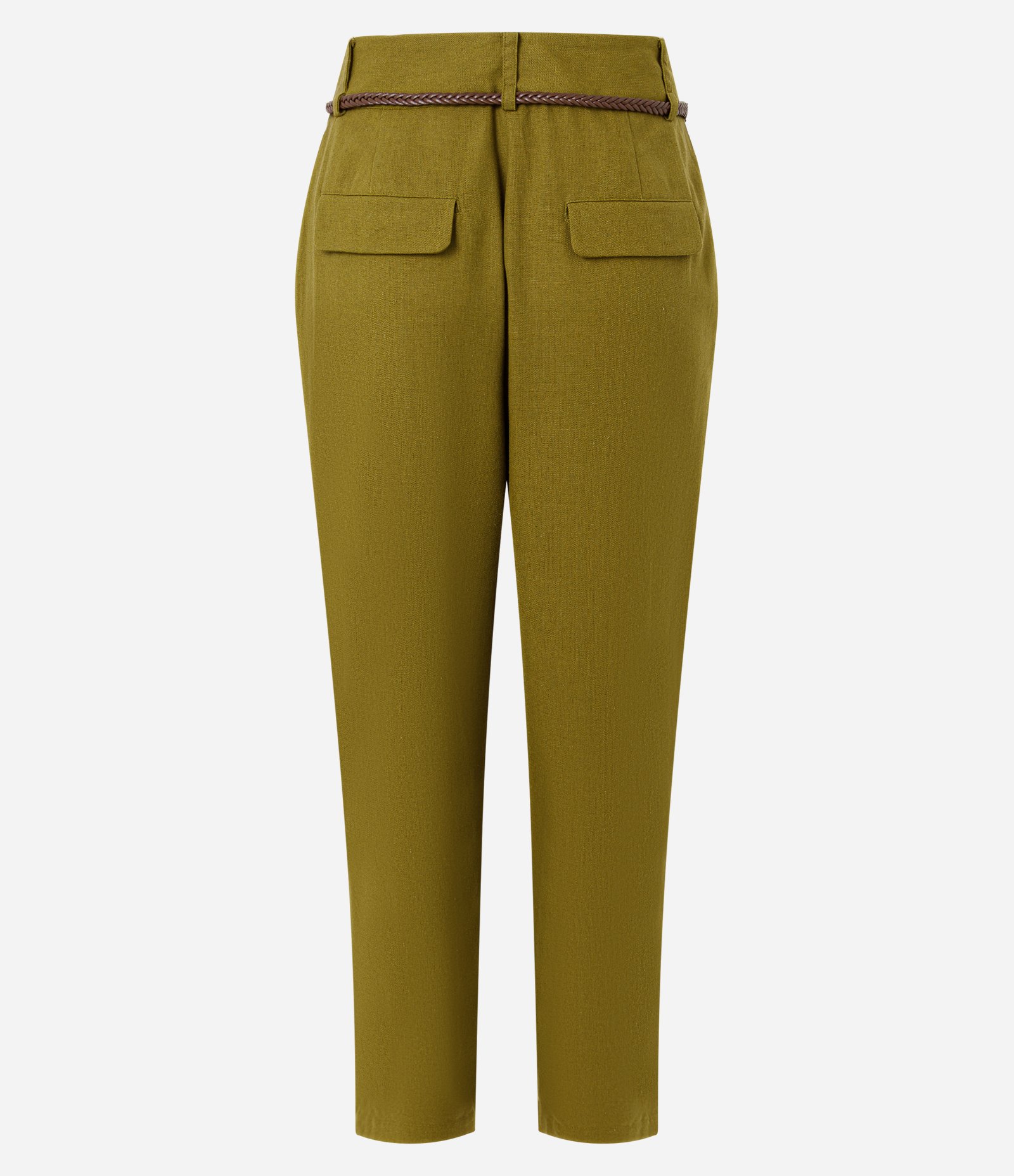 Calça Cenoura em Viscolinho com Cinto Verde 6