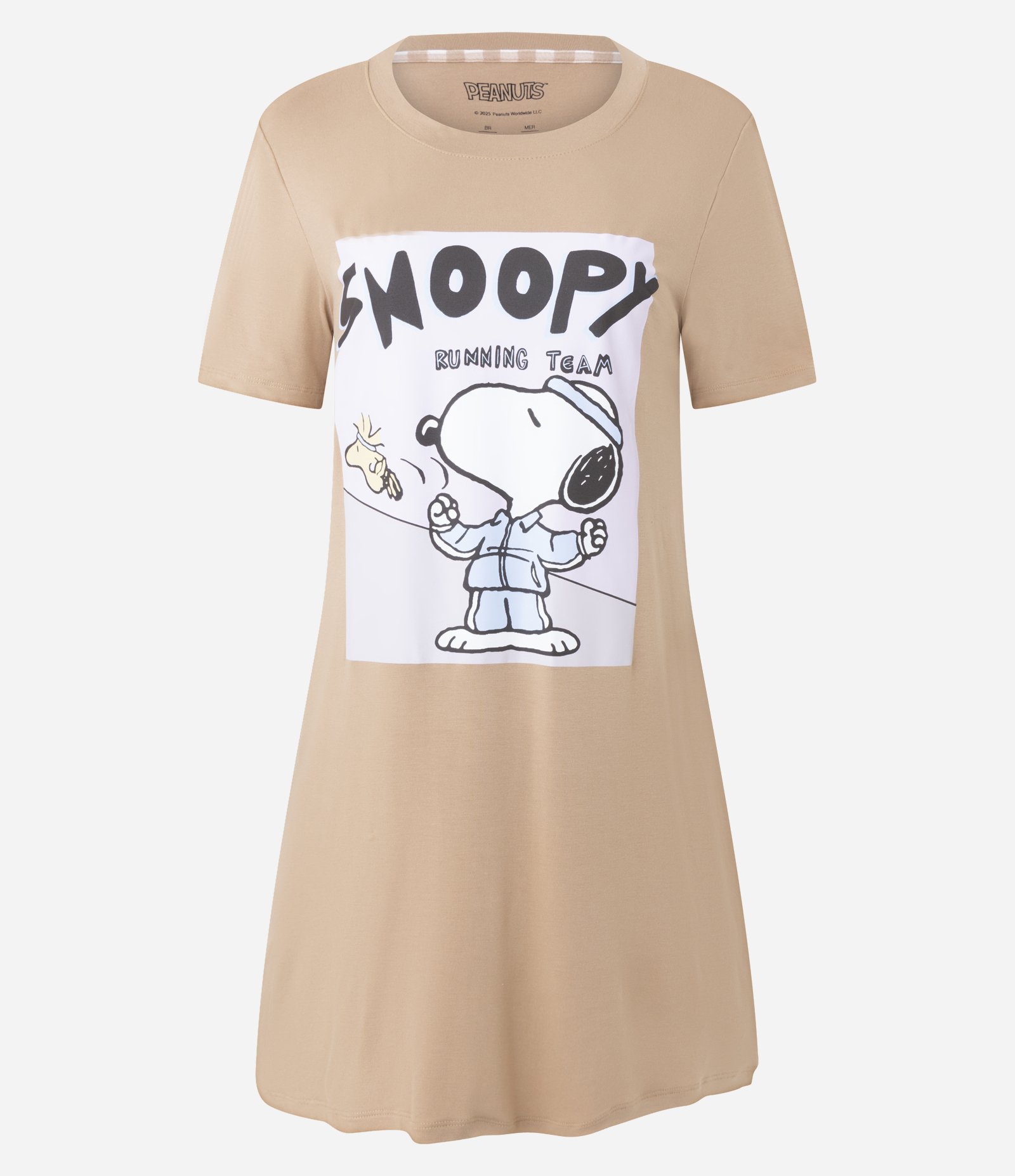 Camisola Curta em Viscose com Estampa Snoopy Bege 3