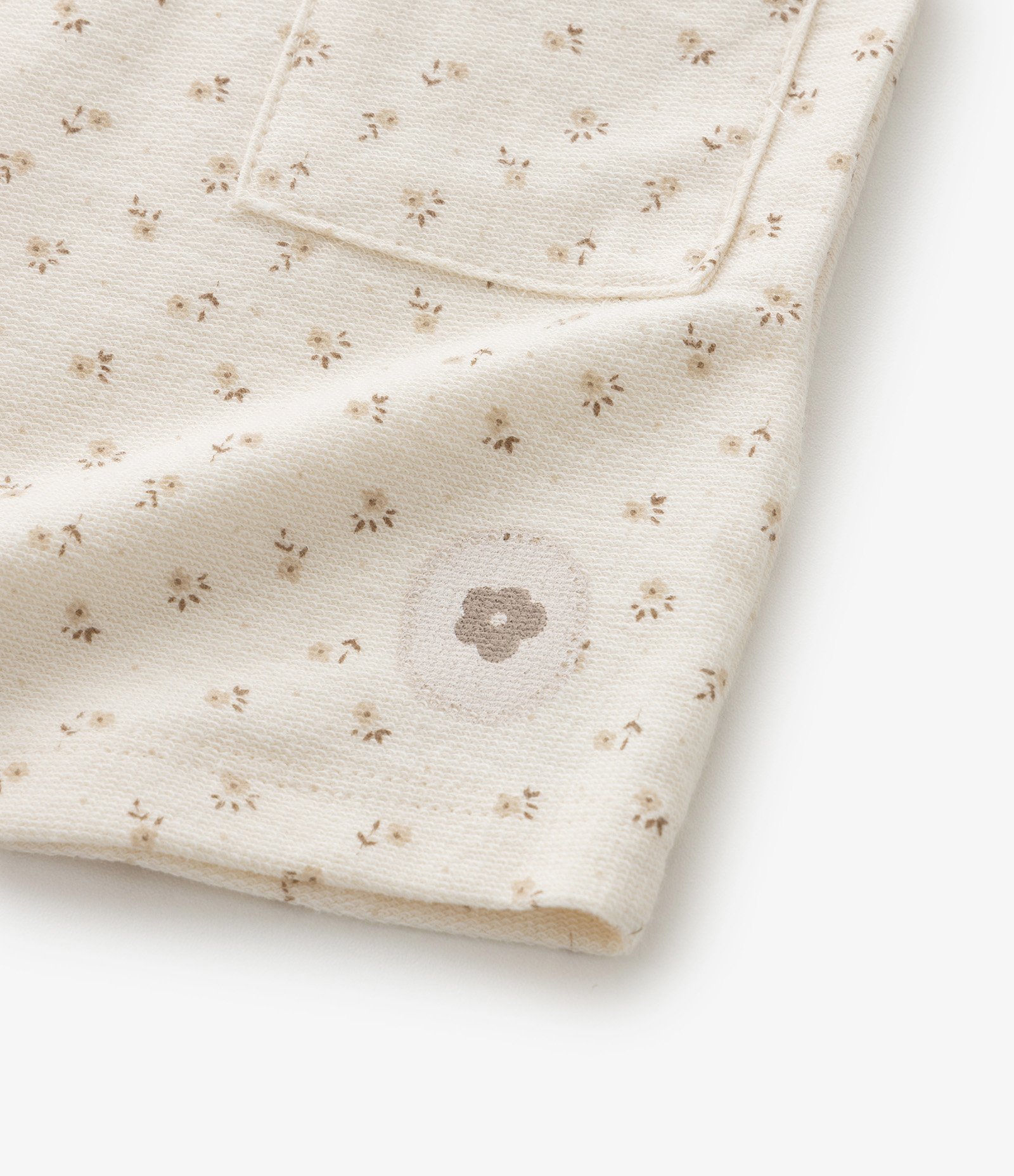 Conjunto Infantil em Cotton com Estampa de Flores - Tam 0 a 18 Meses Bege 14