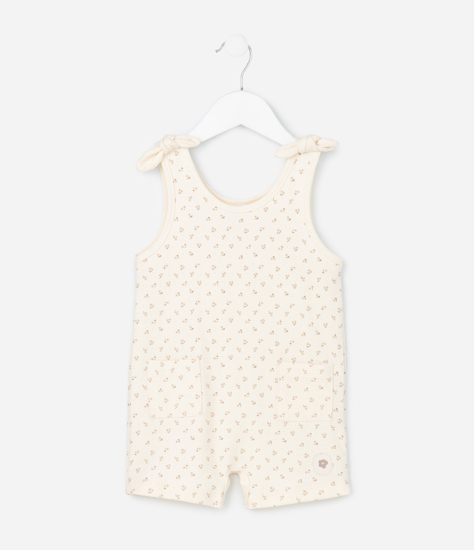 Conjunto Infantil em Cotton com Estampa de Flores - Tam 0 a 18 Meses Bege 4