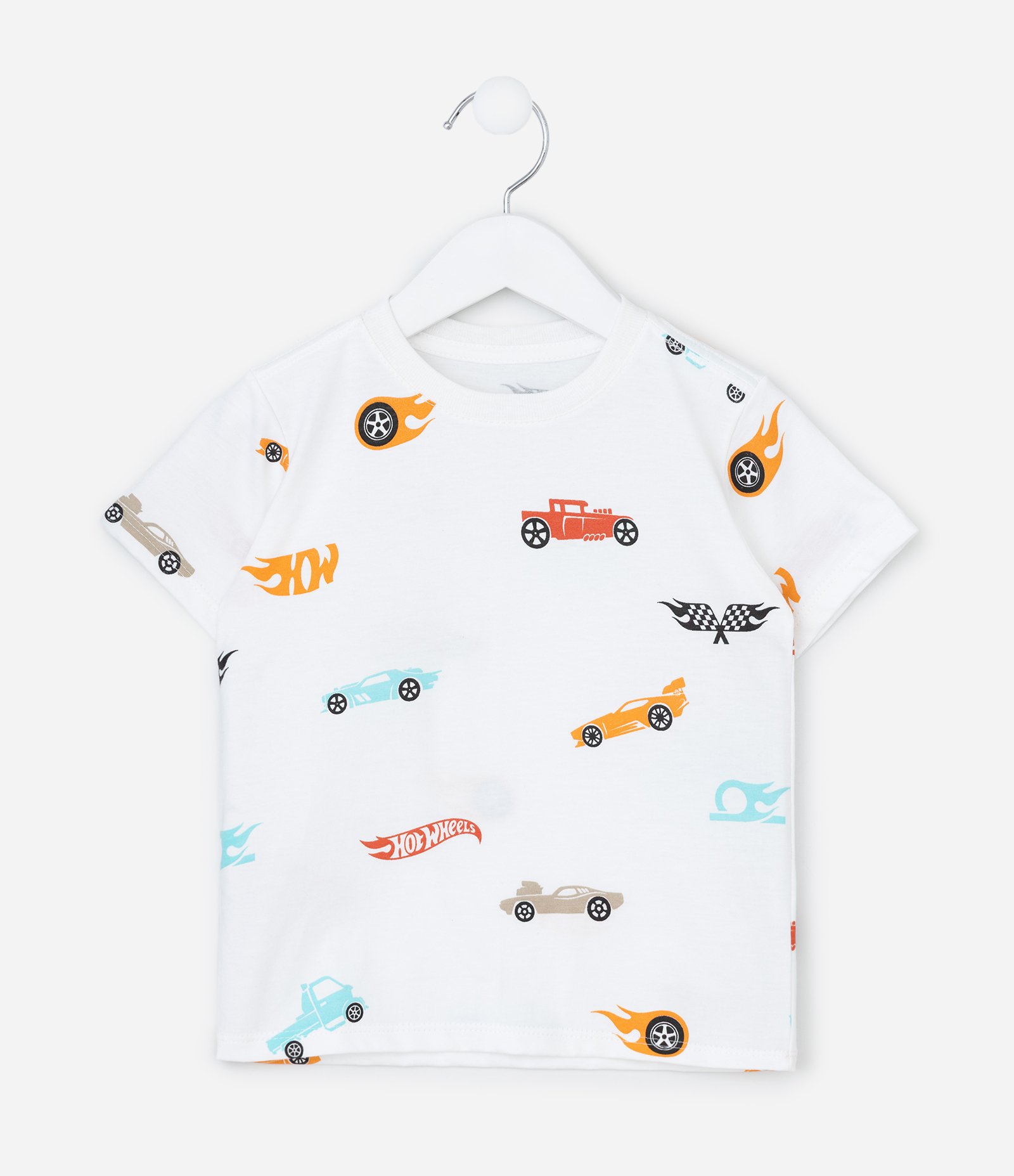 Camiseta Infantil com Estampa de Mini Ícones Hot Wheels - Tam 1 a 6 Anos Branco 2