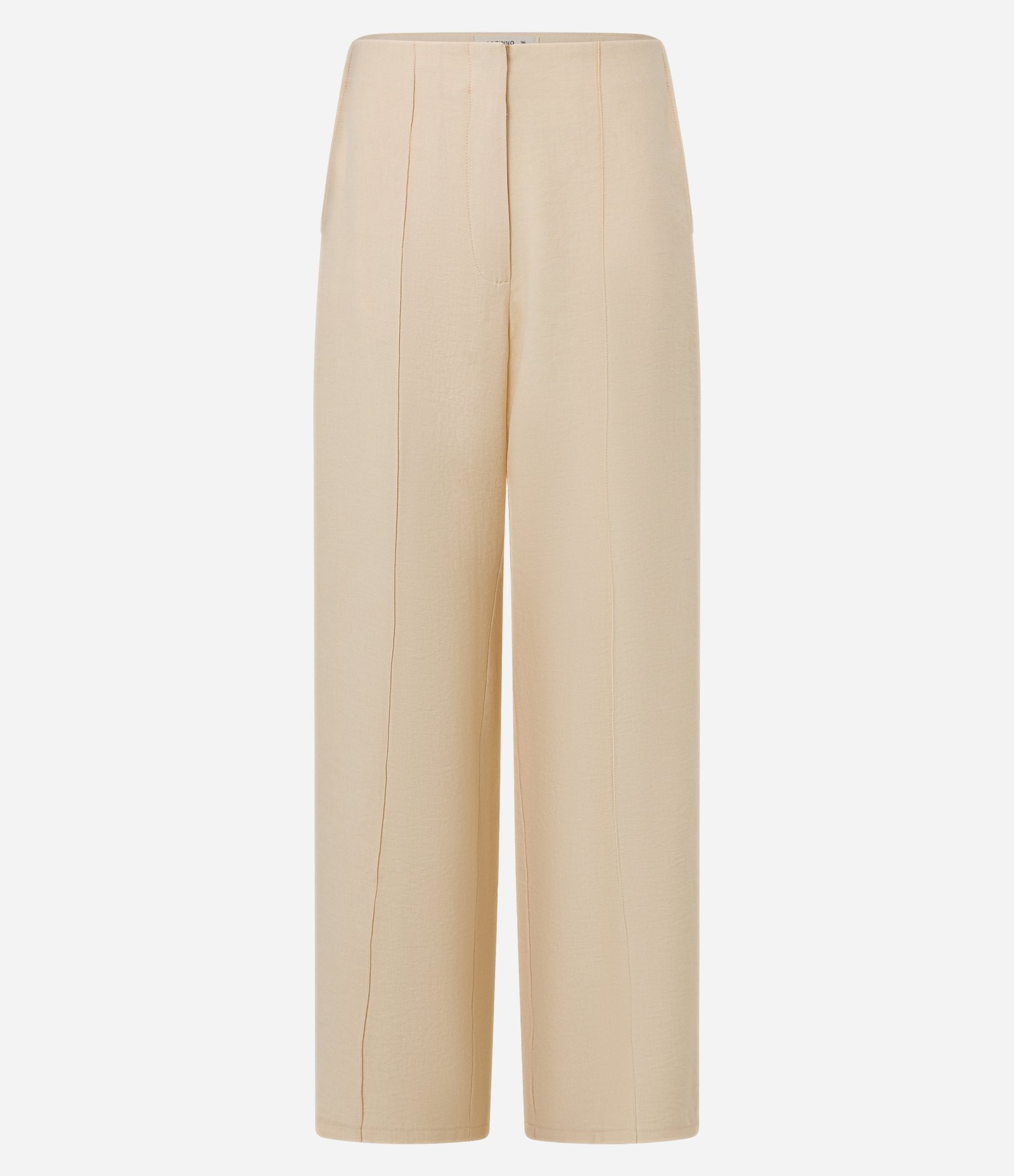 Calça Pantalona Alfaiatada com Frisos Frontais e Bolsos Bege 5