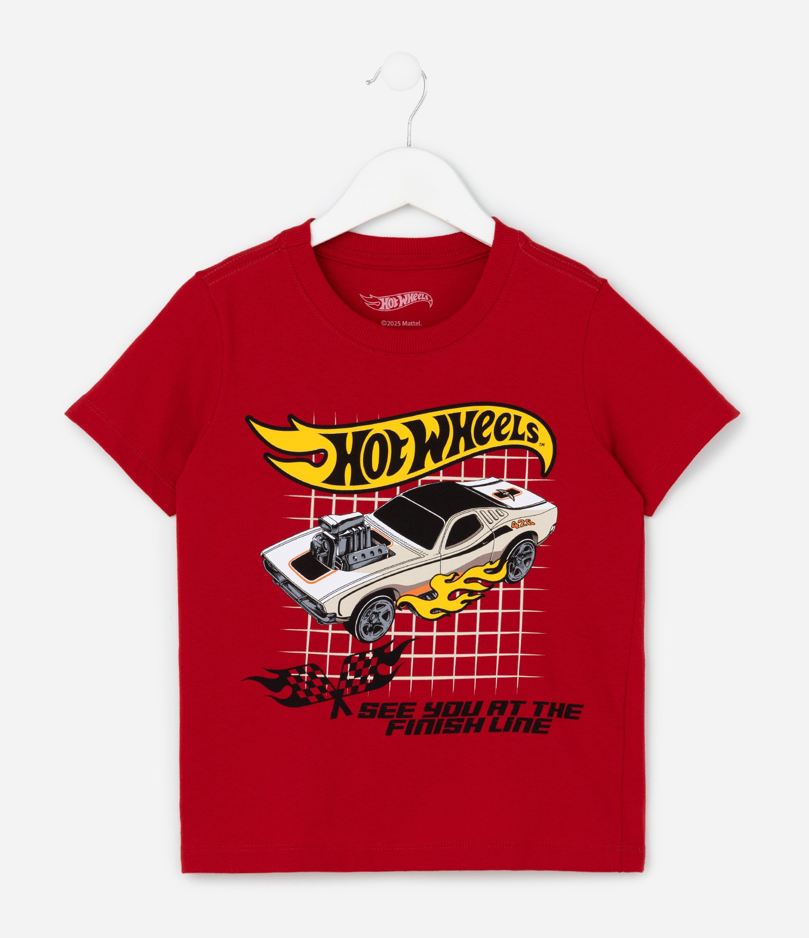 Camiseta Infantil com Estampa Hot Wheels - Tam 4 a 10 Anos Vermelho 1