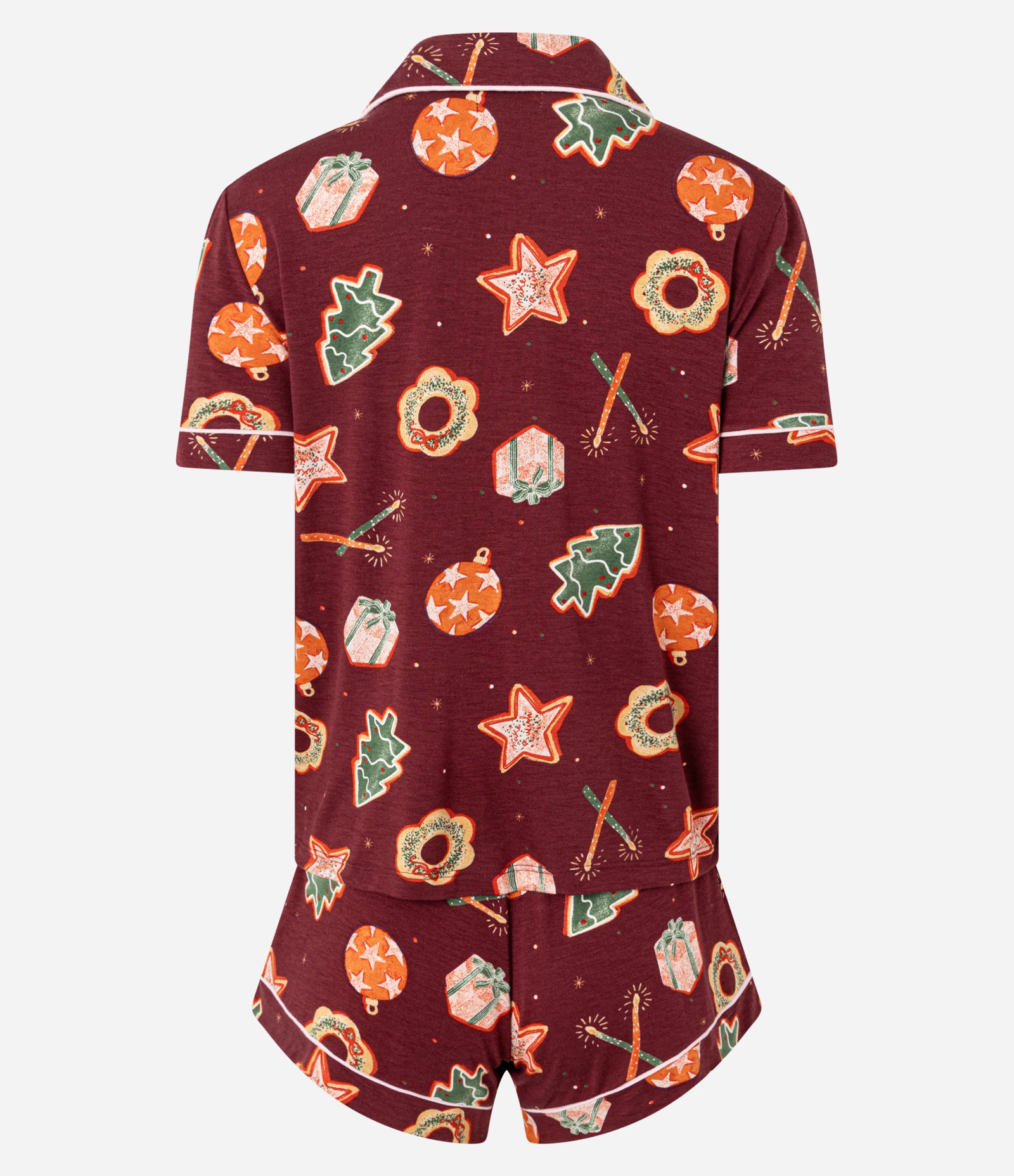 Pijama Americano Short Doll em Viscose com Estampa Natalina Vermelho 5