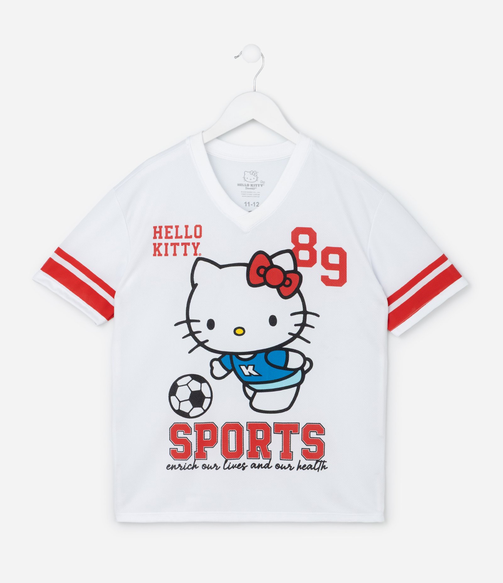 Camiseta Infantil Oversized com Estampa e Lettering Hello Kitty - Tam 5 a 14 Anos Branco 1