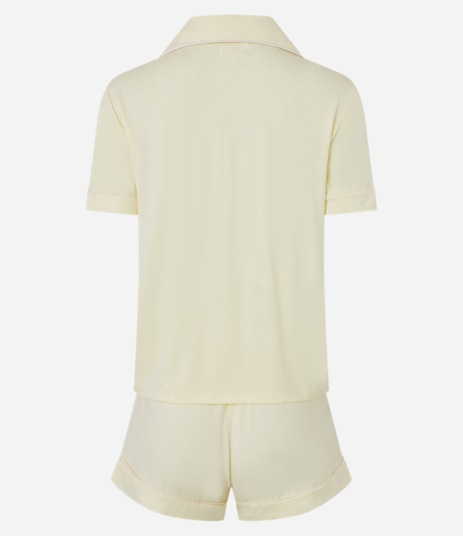Pijama Short Doll em Viscose com Viés Contrastante Amarelo Manteiga 5