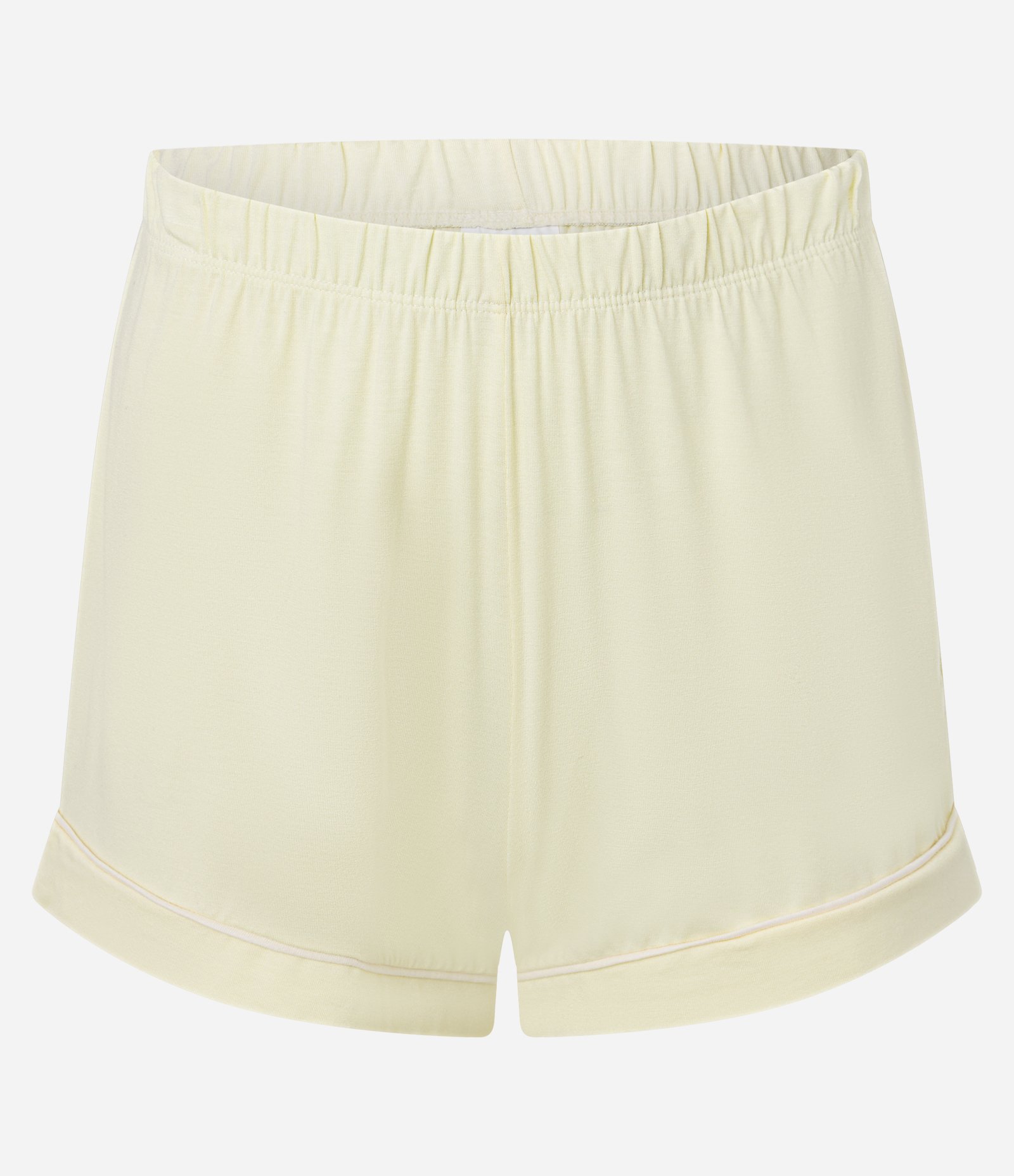 Pijama Short Doll em Viscose com Viés Contrastante Amarelo Manteiga 6