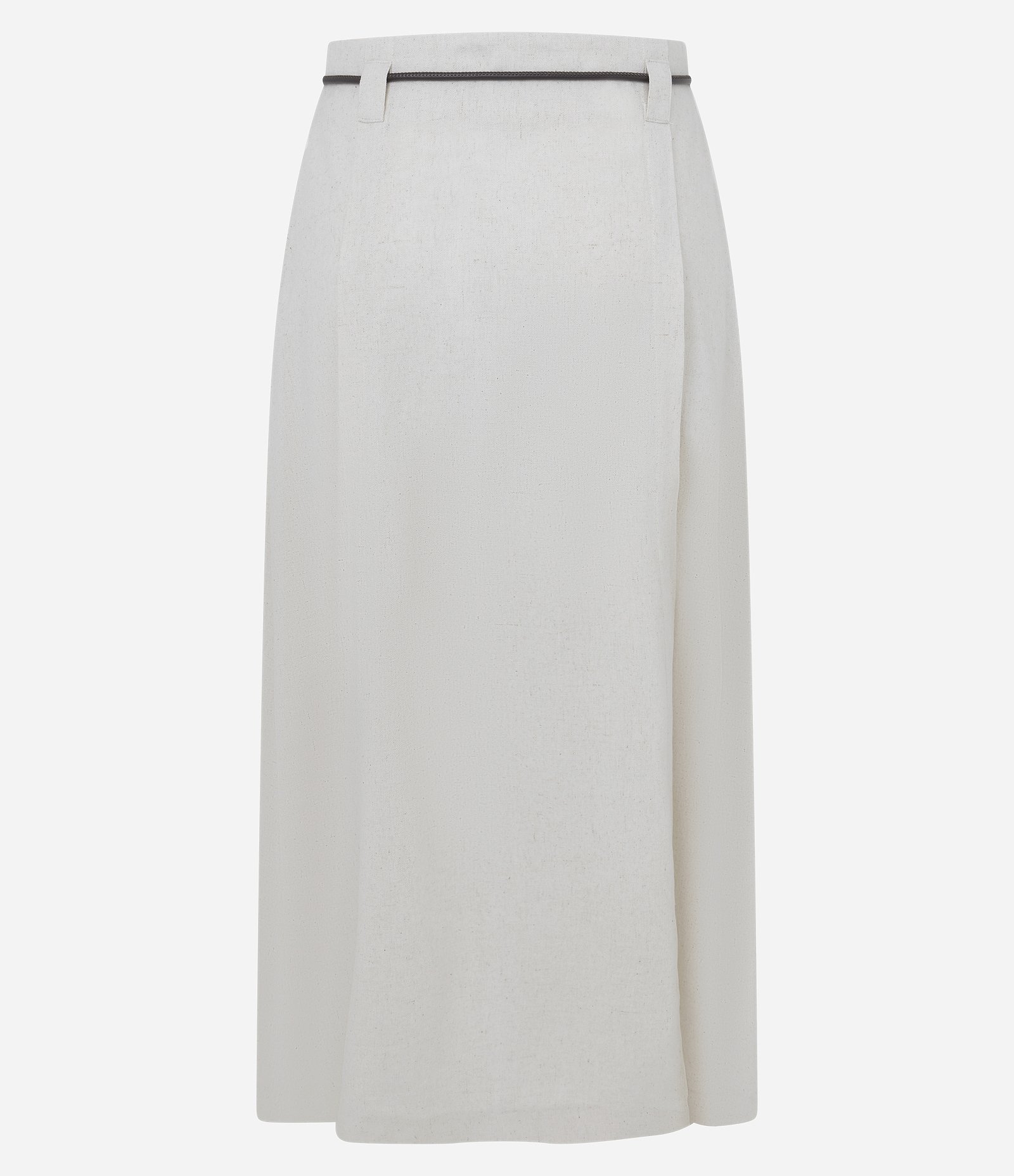 Saia Midi Reta em Viscolinho com Fenda e Cintinho Branco 3