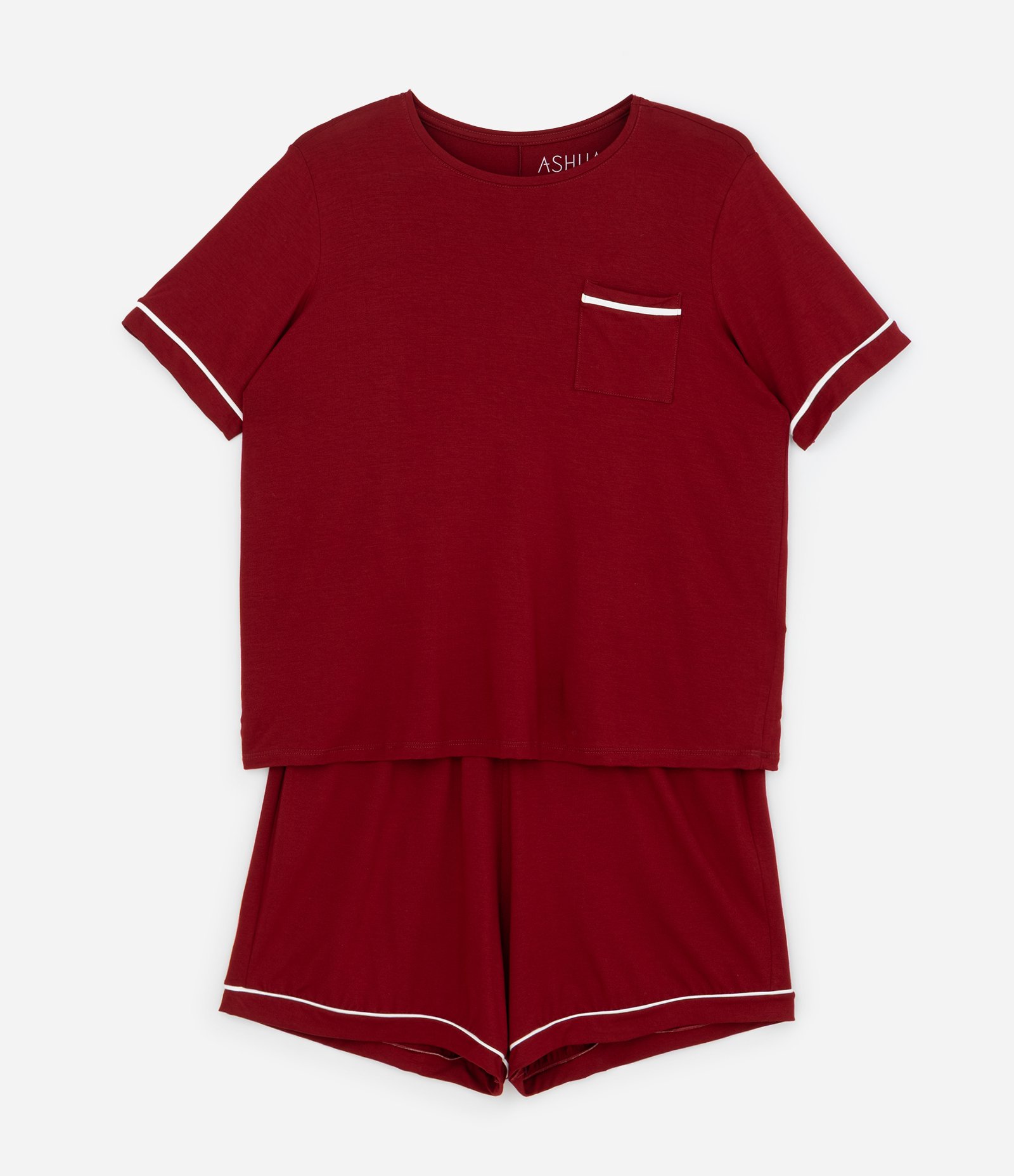 Pijama Curto em Viscose com Detalhes Contrastantes Curve & Plus Size Vermelho 4