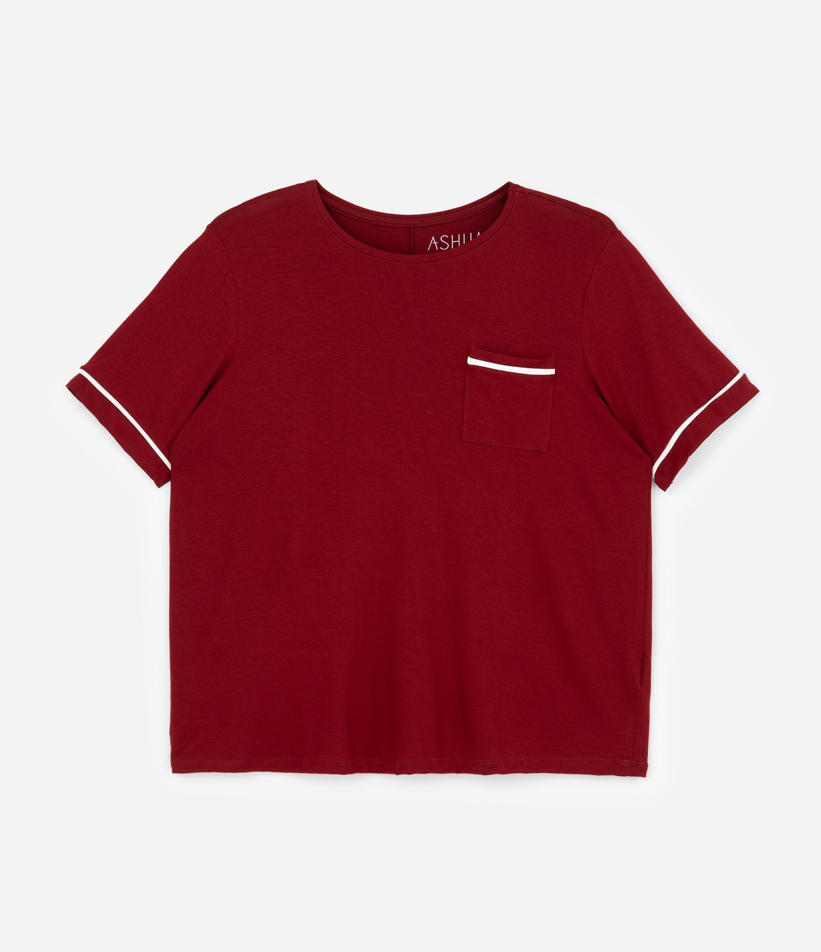 Pijama Curto em Viscose com Detalhes Contrastantes Curve & Plus Size Vermelho 5