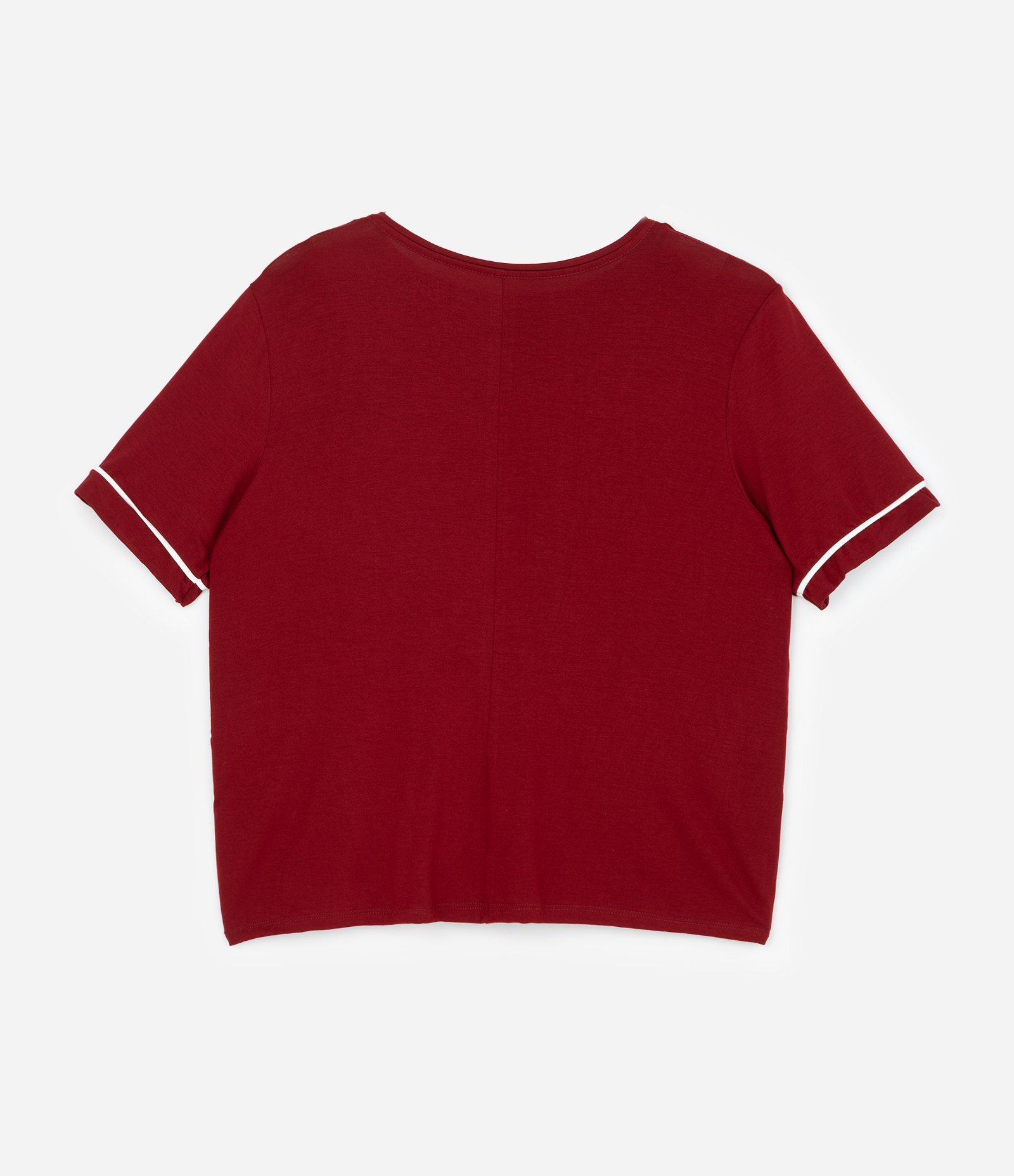 Pijama Curto em Viscose com Detalhes Contrastantes Curve & Plus Size Vermelho 6