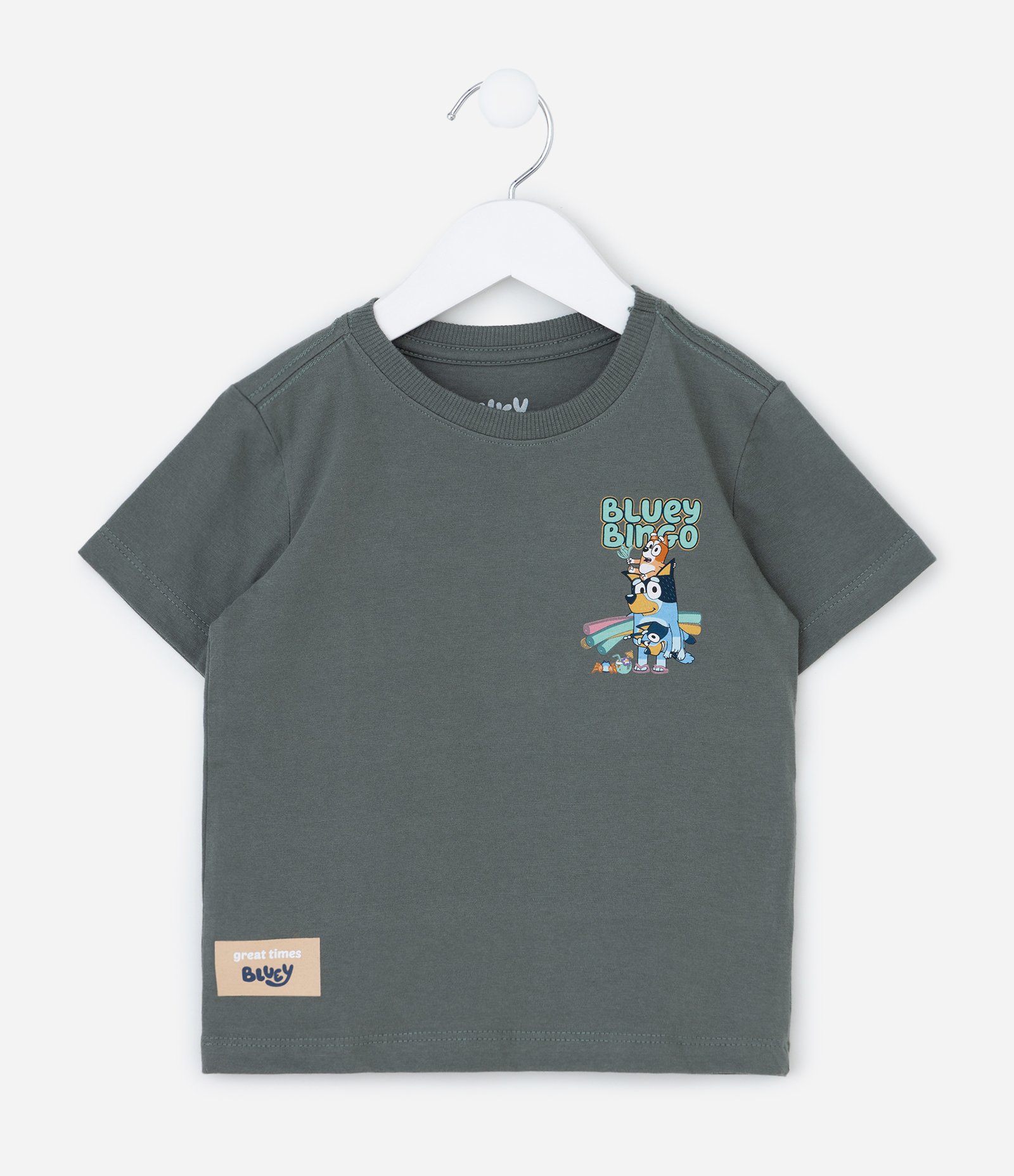 Conjunto Infantil Bluey Com Camiseta E Bermuda Listrada - Tam 2 A 6 Anos Verde/Bege 2