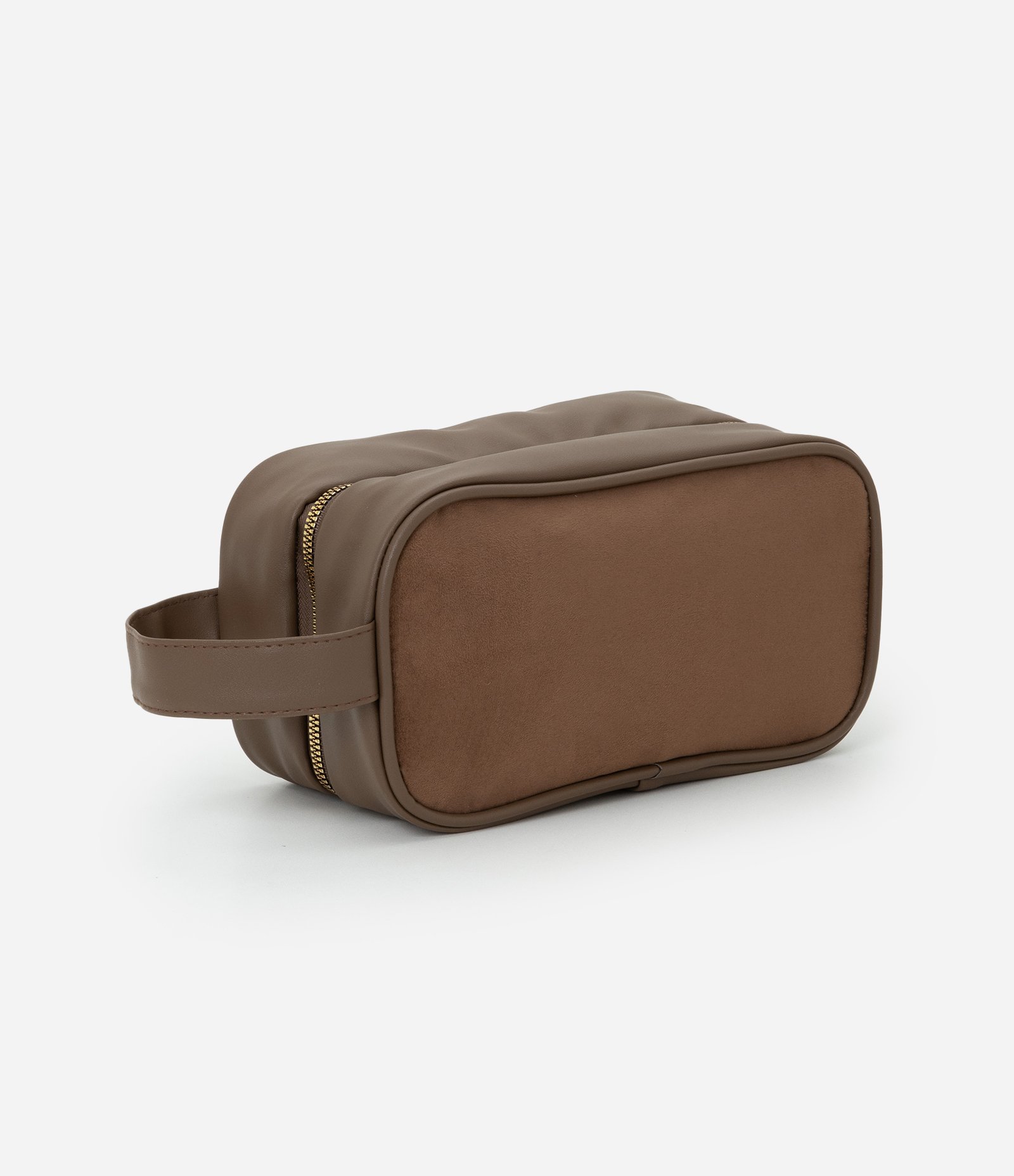 Necessaire Grande com Divisórias Internas e Alça Lateral Marrom 1