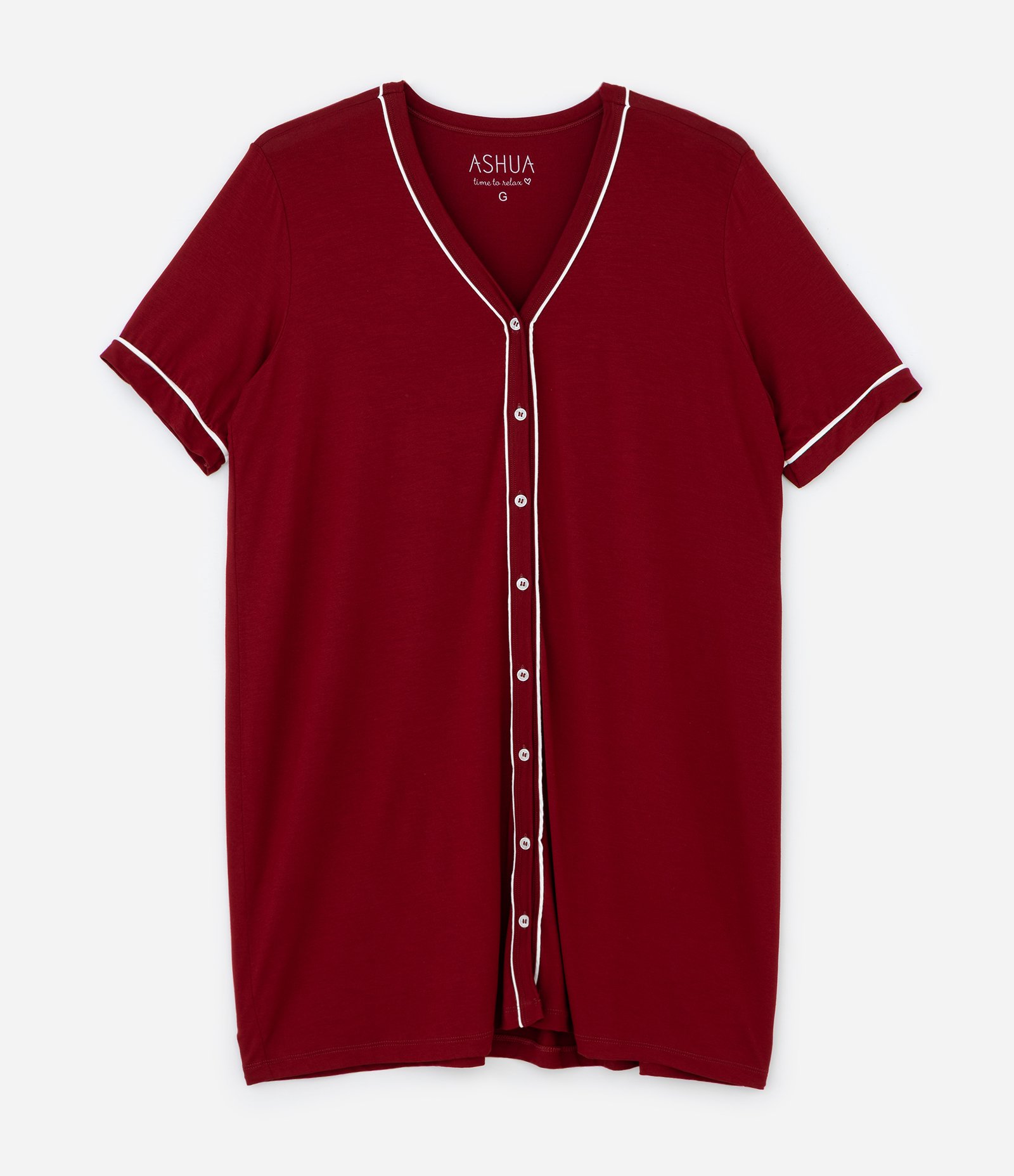 Camisola Curta com Abotoamento Frontal e Detalhes Contrastantes Curve & Plus Size Vermelho 3