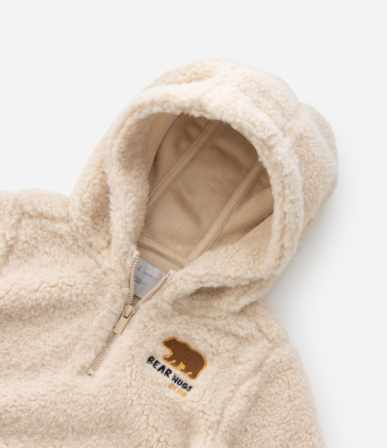 Casaco Infantil em Sherpa com Bordado de Urso – Tam 1 a 6 Anos Bege Claro 4