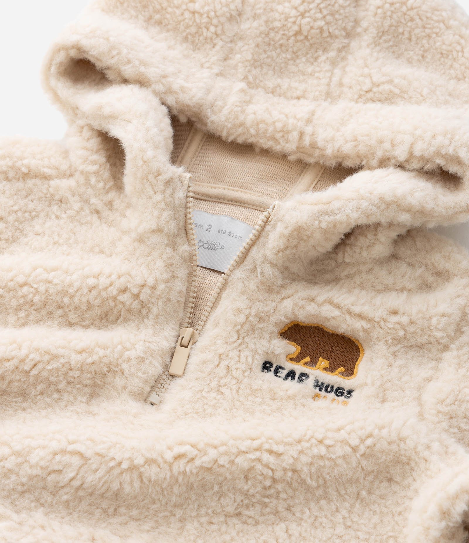 Casaco Infantil em Sherpa com Bordado de Urso – Tam 1 a 6 Anos Bege Claro 7