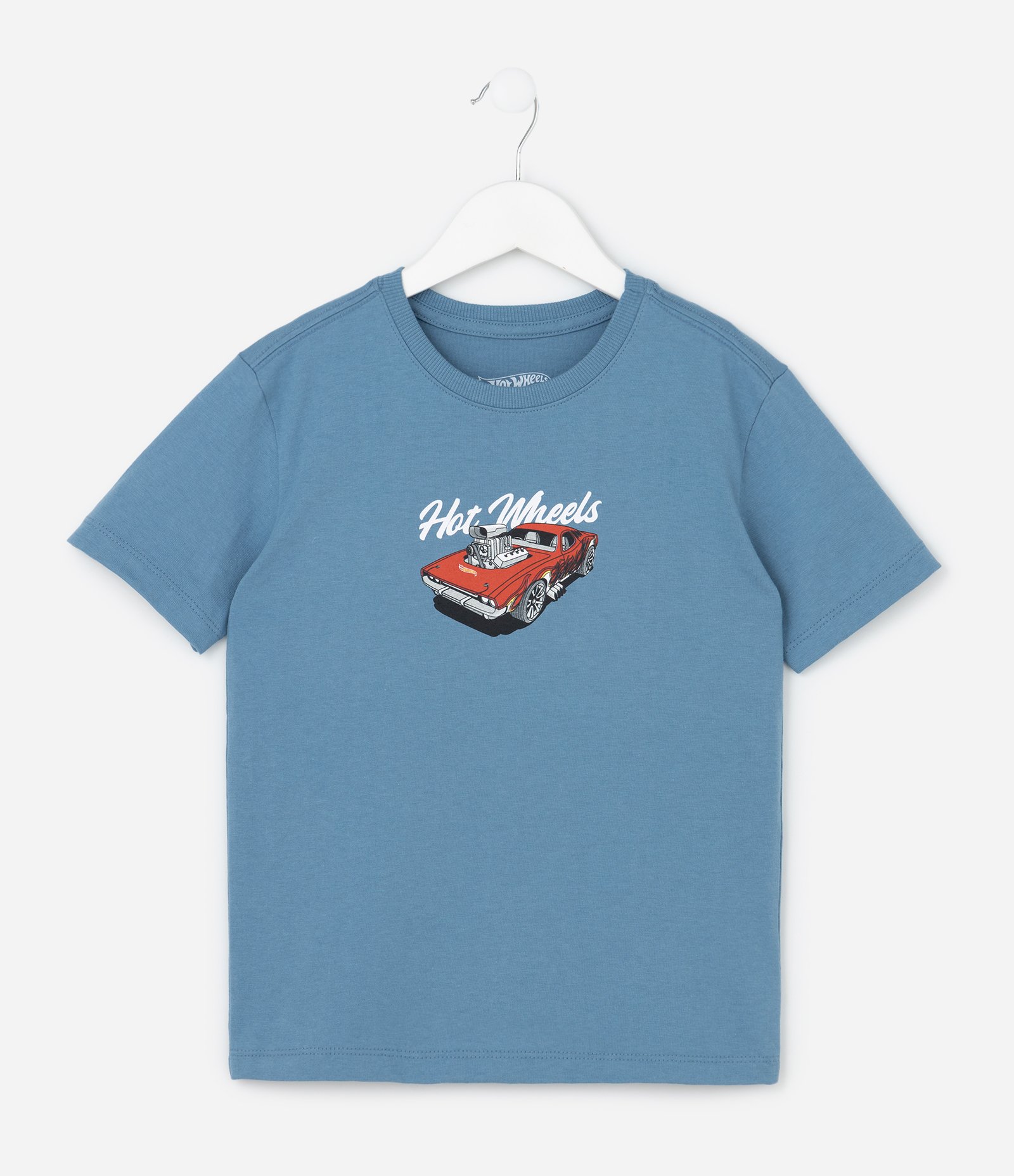 Camiseta Infantil Relaxed em Malhão Relaxed com Estampa Hot Wheels - Tam 4 a 10 Anos Azul 2