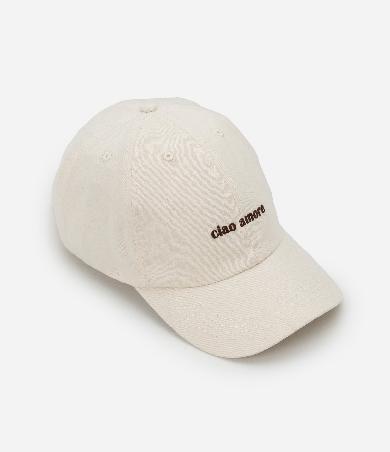 Boné Aba Curva em Sarja com Bordado Ciao Amore Off White 2