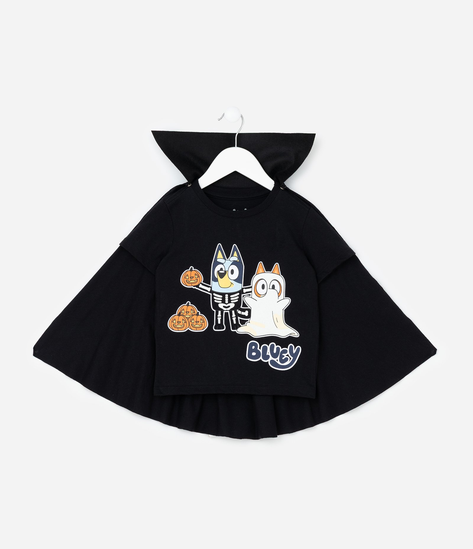 Camiseta Infantil com Capa Bluey Halloween - Tam 2 a 6 Anos Preto 2