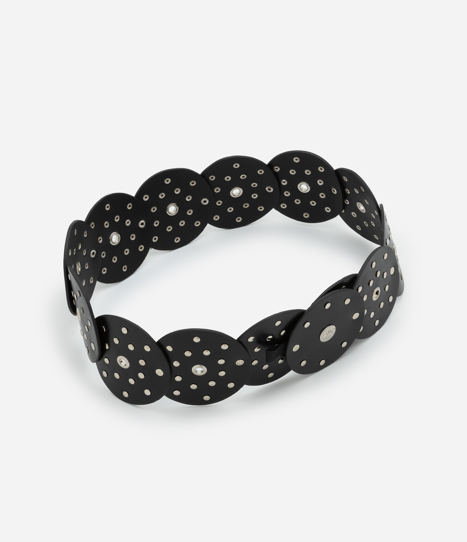 Cinto Largo com Forma de Discos com Tachinhas Preto 1