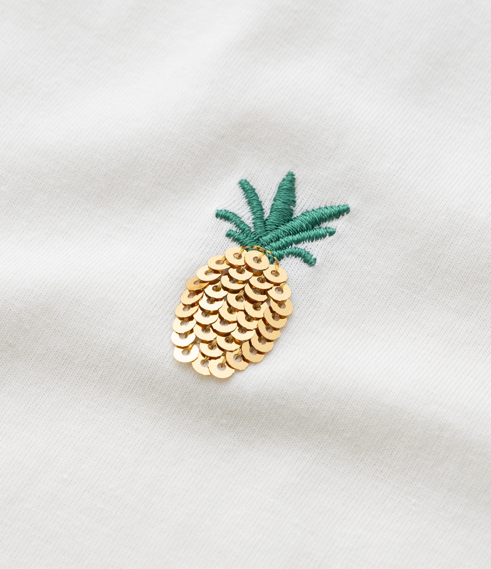 Camiseta Curta Infantil com Bordado Abacaxi em Paetês - Tam 5 a 14 Anos Off White 5