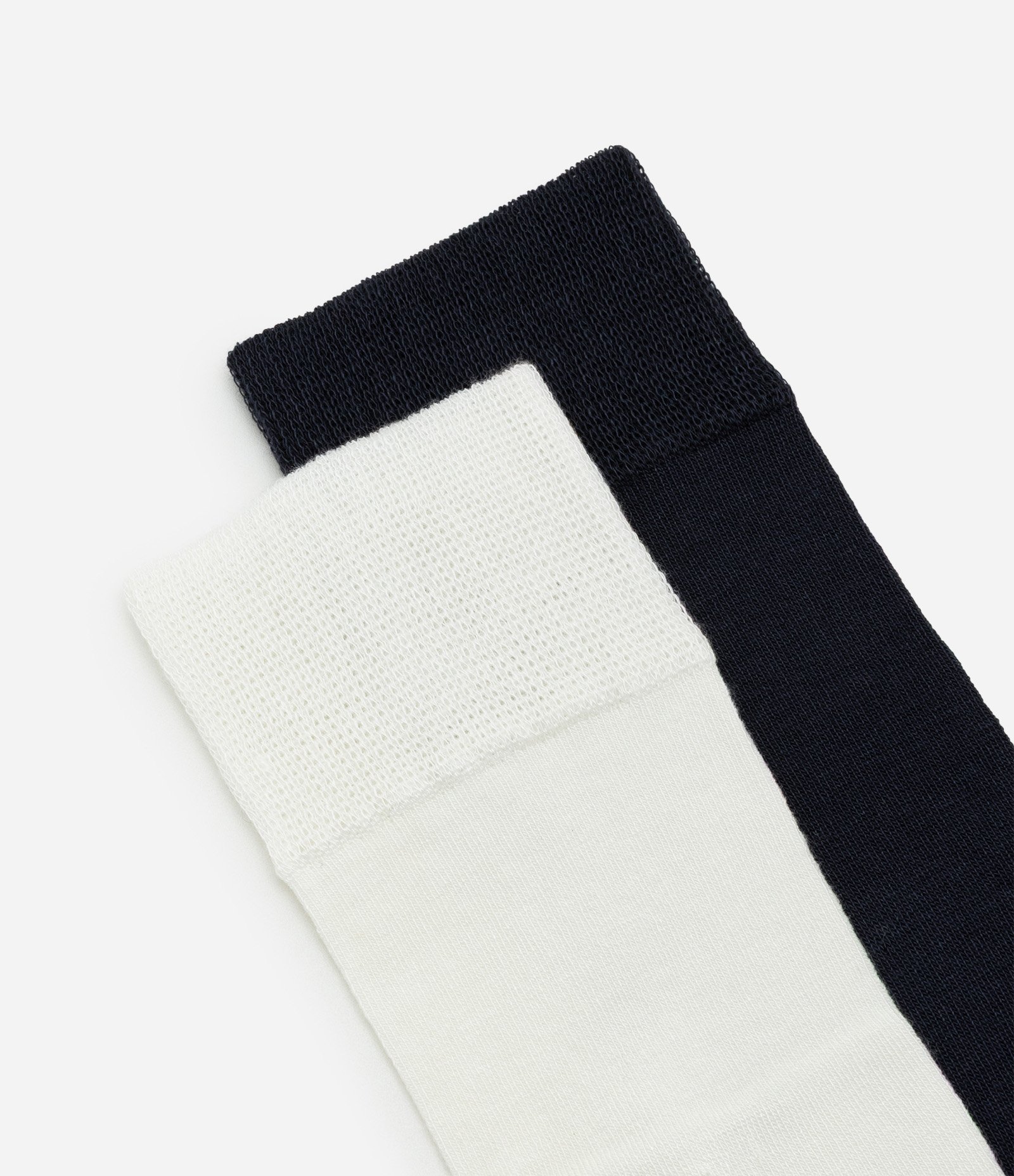 Kit 02 Meias Cano Alto em Poliamida com Bambu Azul Marinho/ Off White 4