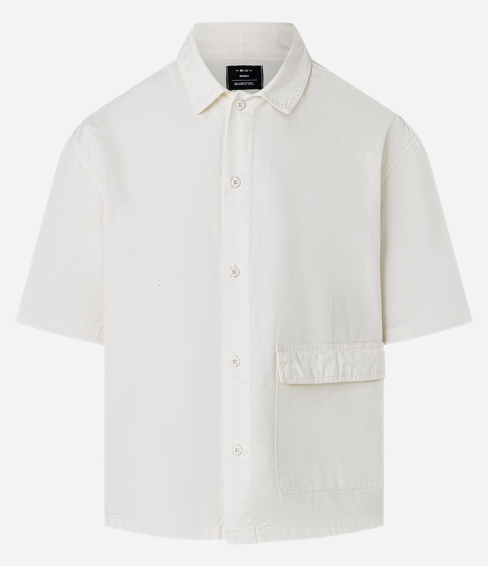 Camisa Boxy em Sarja com Bolso Grande Branco 2