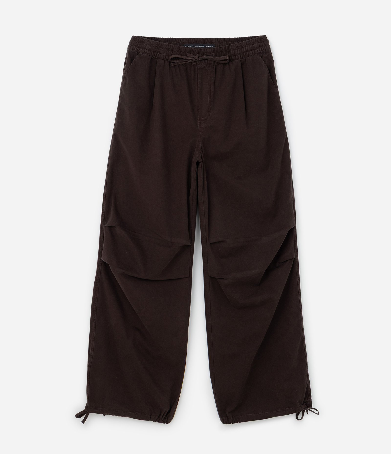 Calça Mega Baggy em Sarja com Ajuste na Barra Marrom 7
