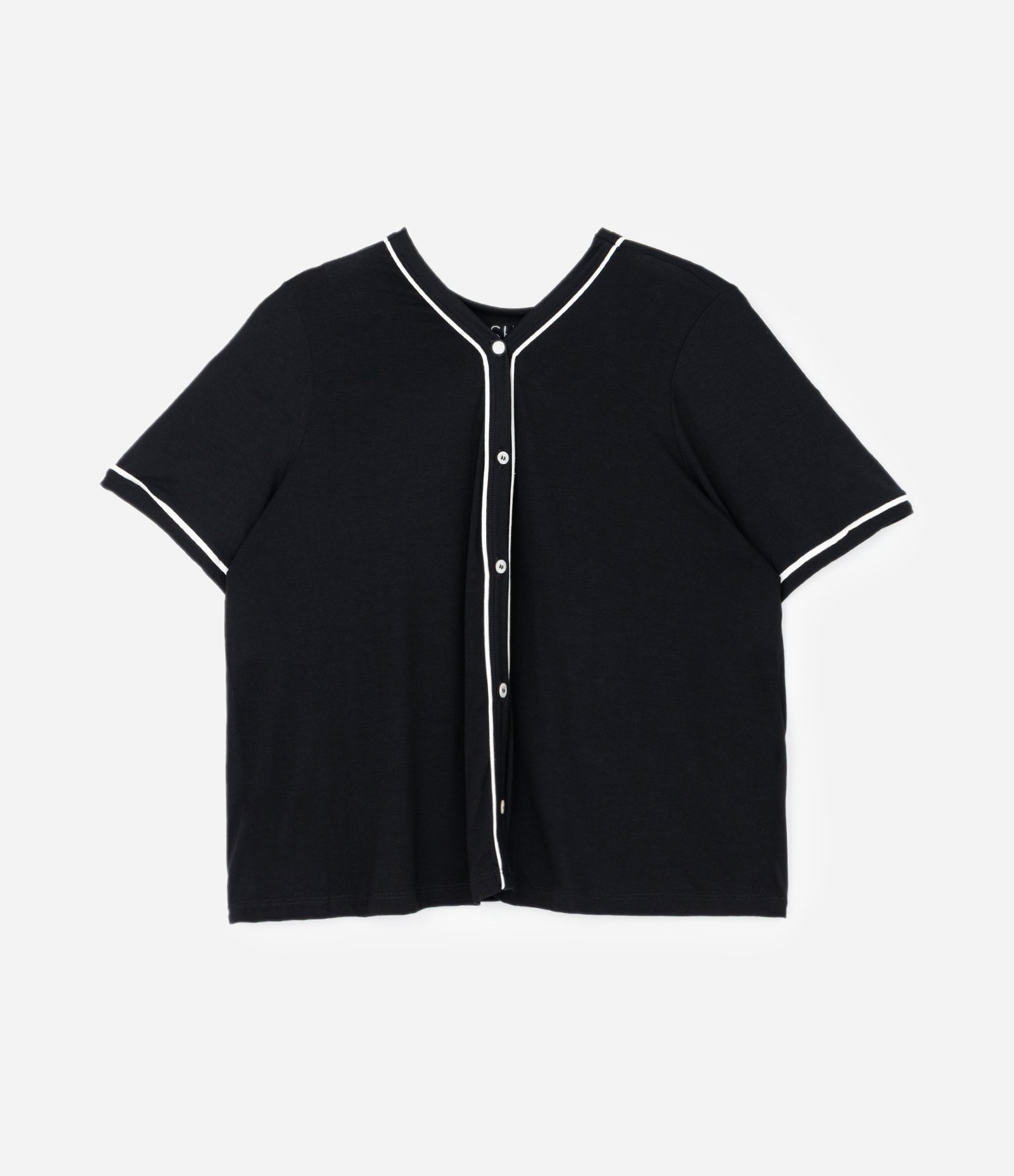 Pijama Curto em Viscolycra com Botões Frontais e Viés Contrastante Curve & Plus Size Preto 6