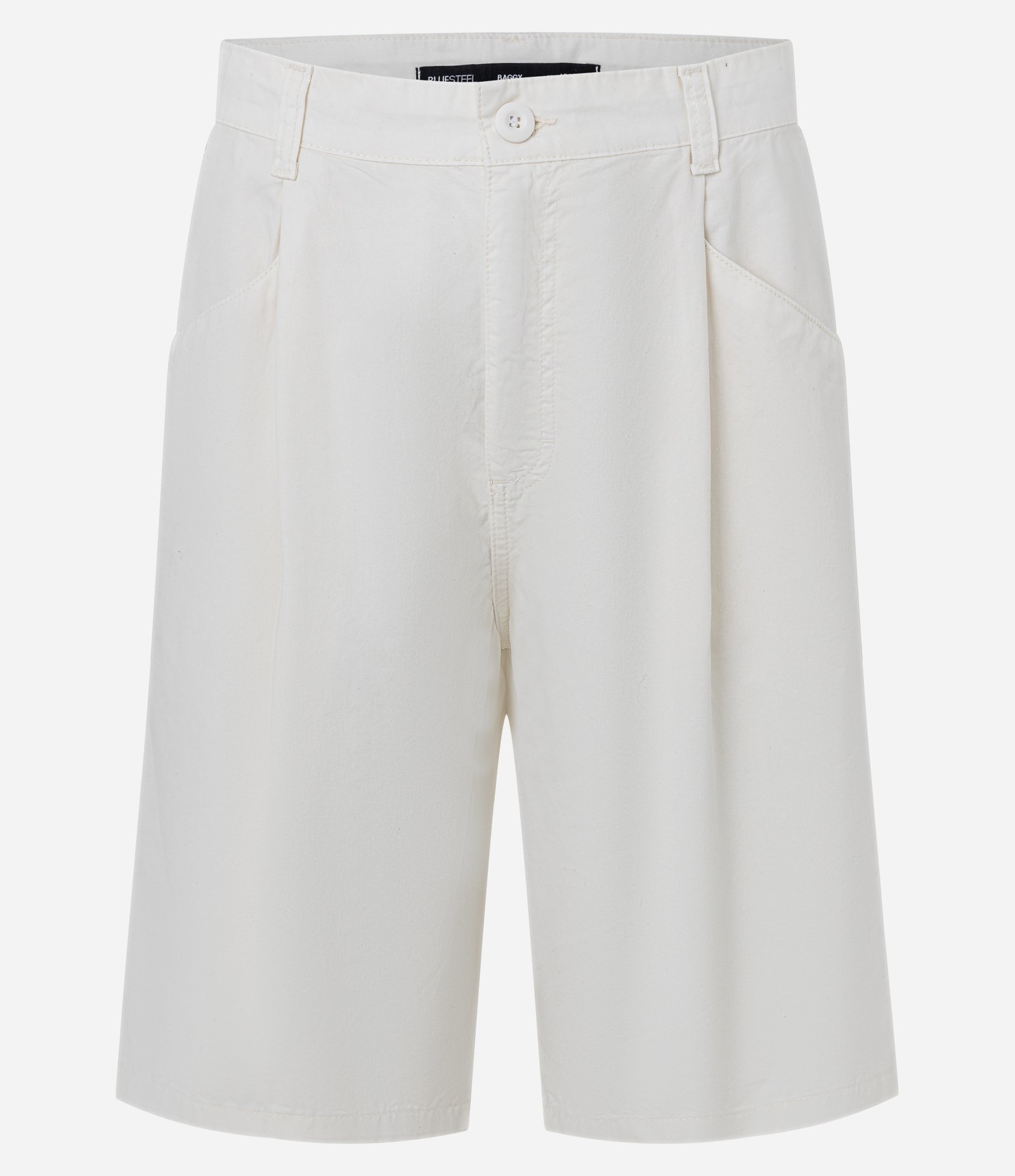 Bermuda Baggy Relaxed em Sarja com Pregas Branco 6