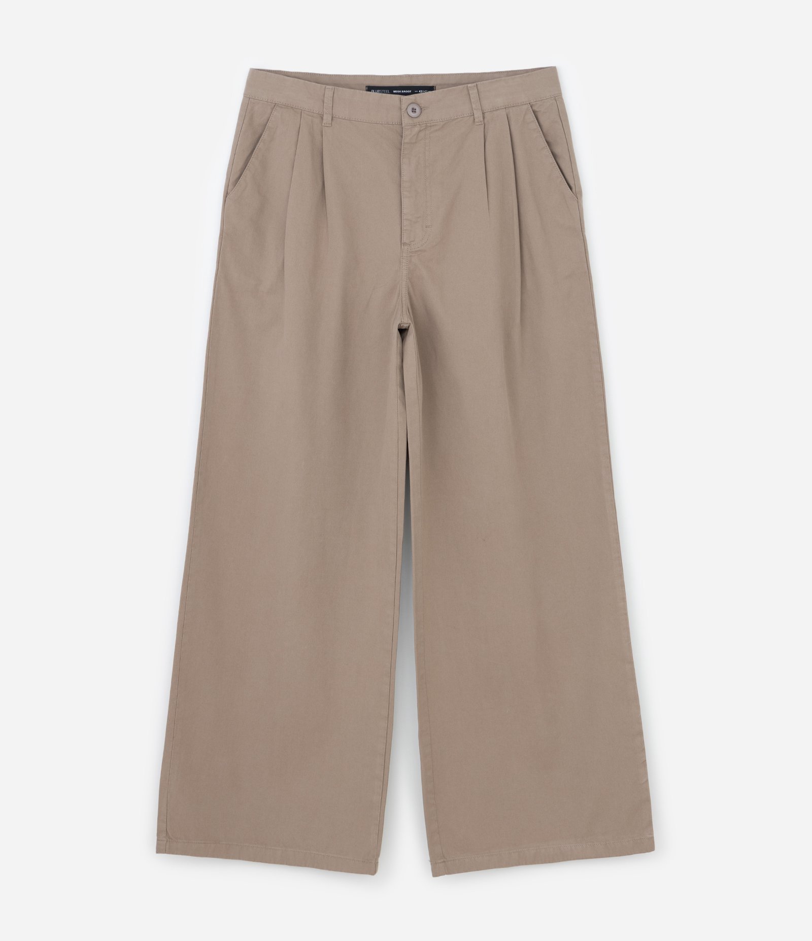 Calça Mega Baggy em Sarja com Pregas e Bolso Faca Marrom 8