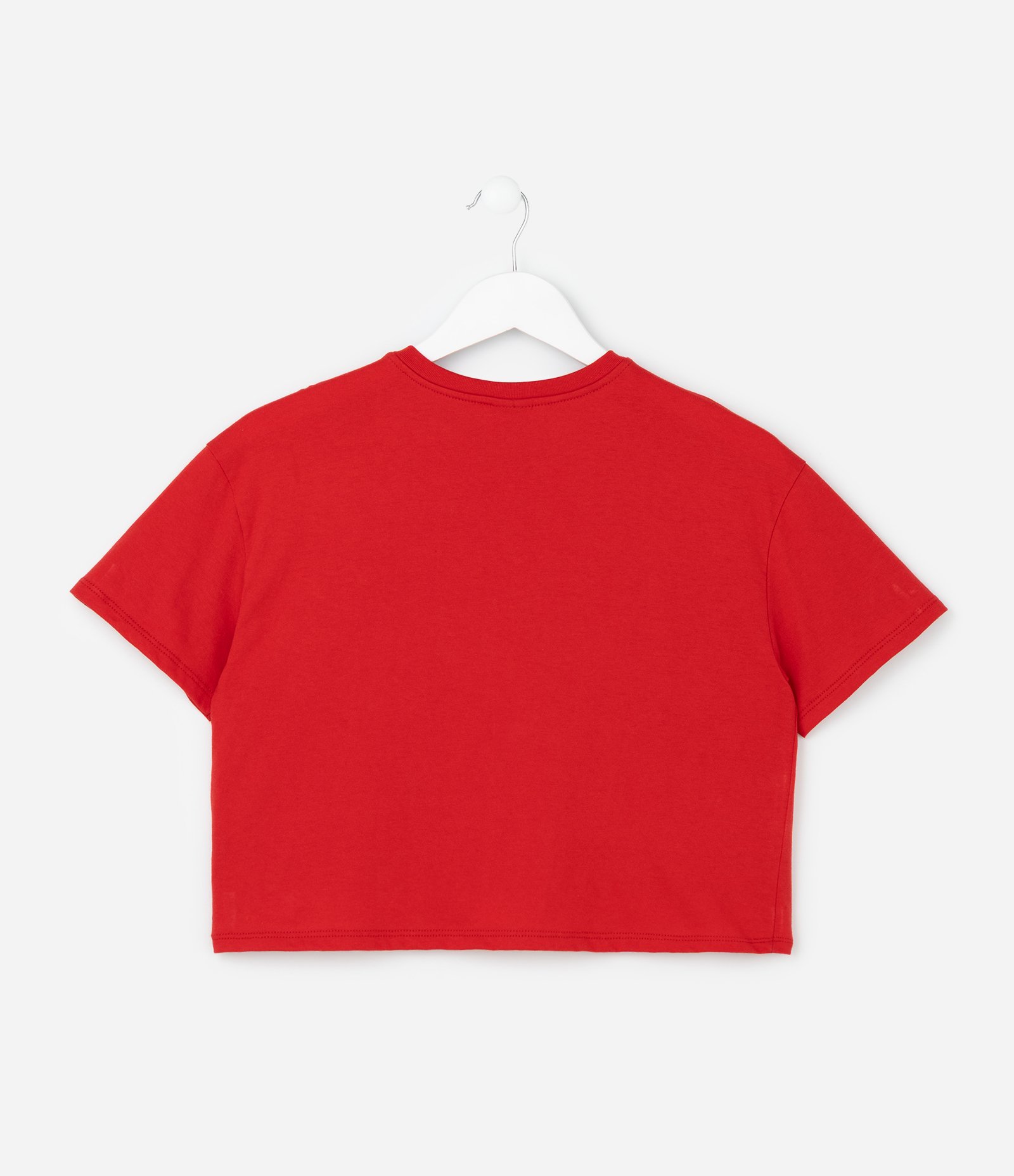 Camiseta Box Infantil com Aplicação de Flores em Crochê - Tam 5 a 14 Anos Vermelho 3