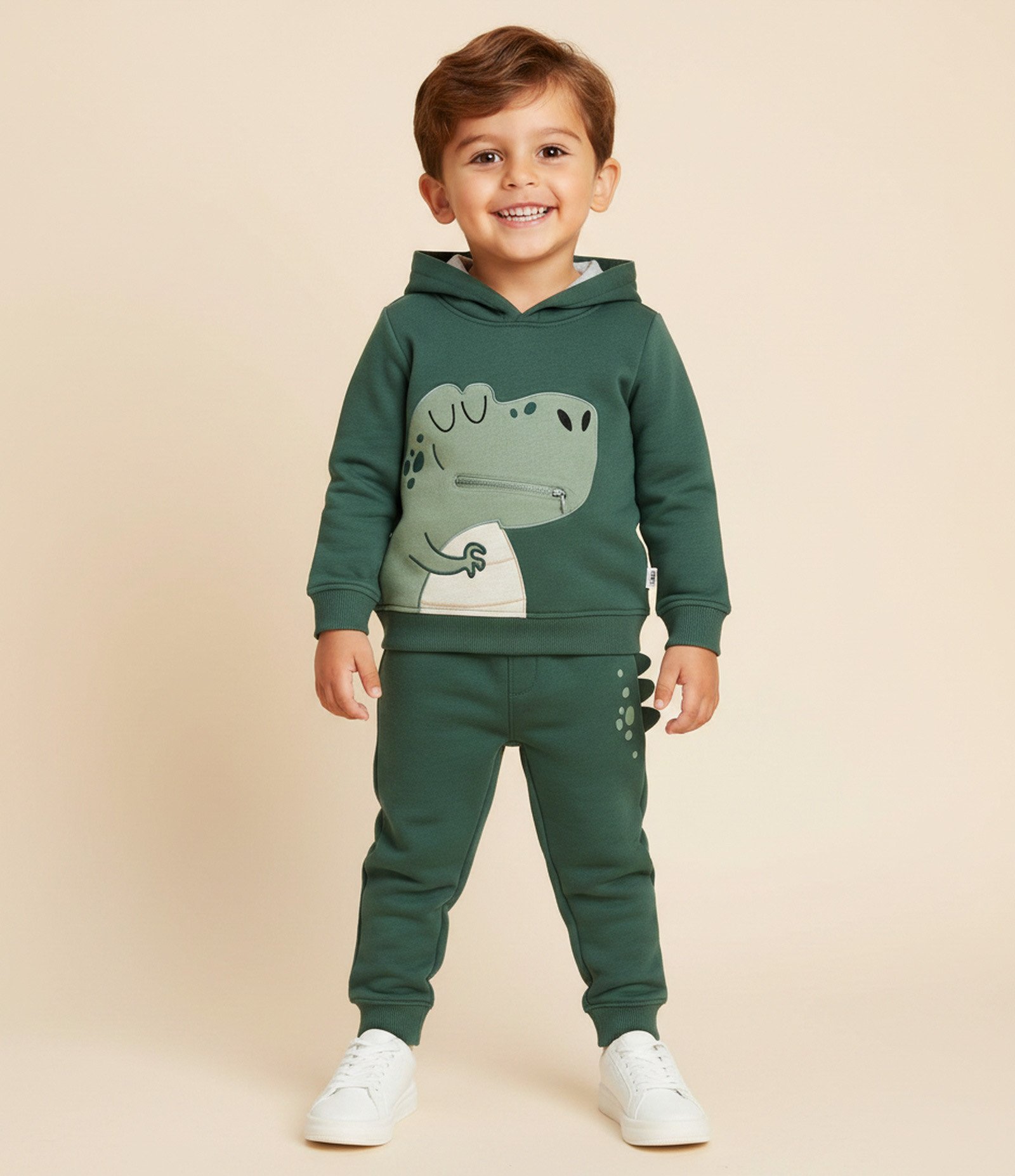 Conjunto Infantil em Moletom com Dino Interativo – Tam 1 a 5/6 Anos Verde 1