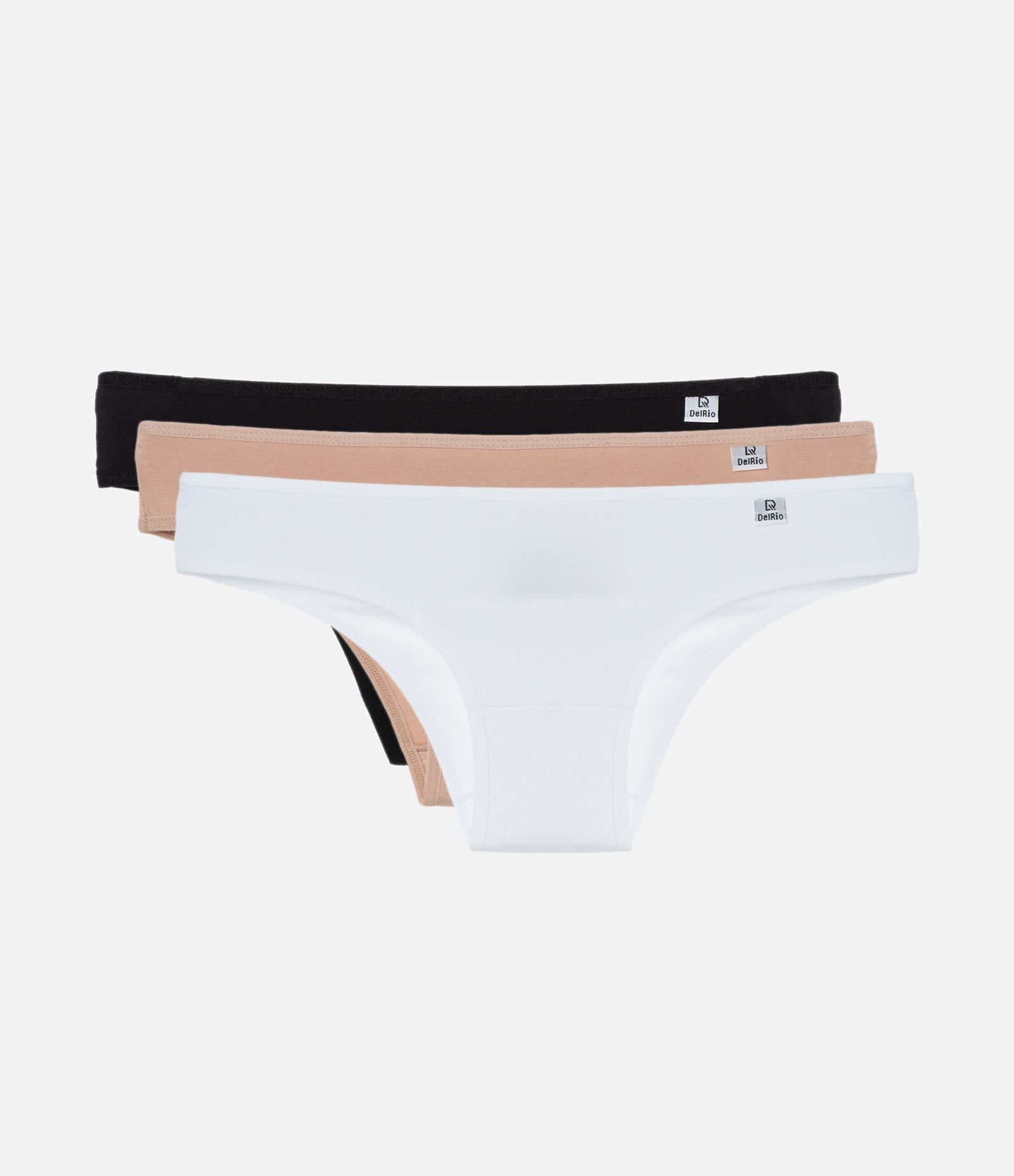 Kit 03 Calcinhas Biquíni em Algodão DelRio Marrom/Bege/Branco 1