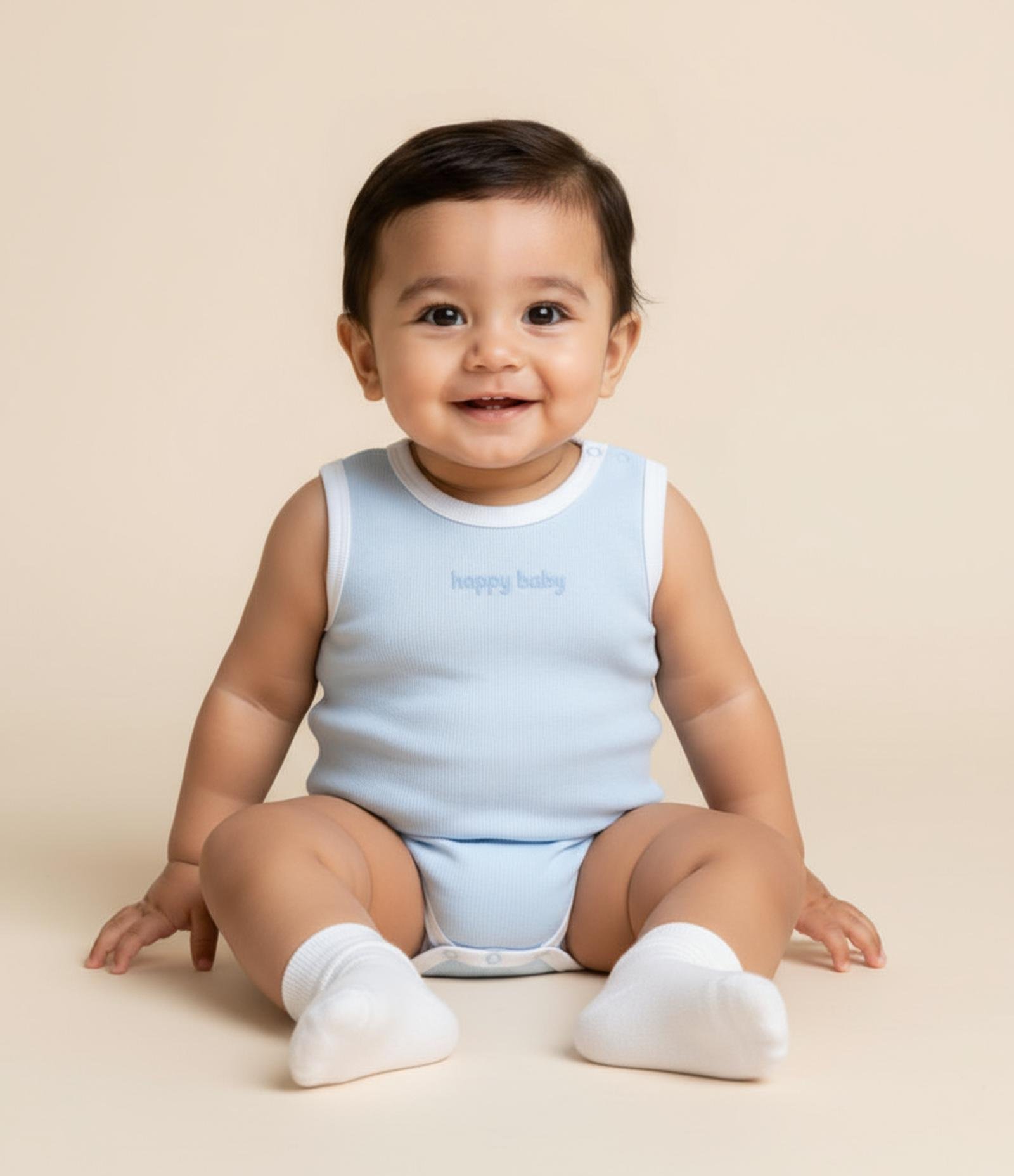 Body Infantil em Ribana Happy Baby - Tam 0 a 18 Meses Azul 1