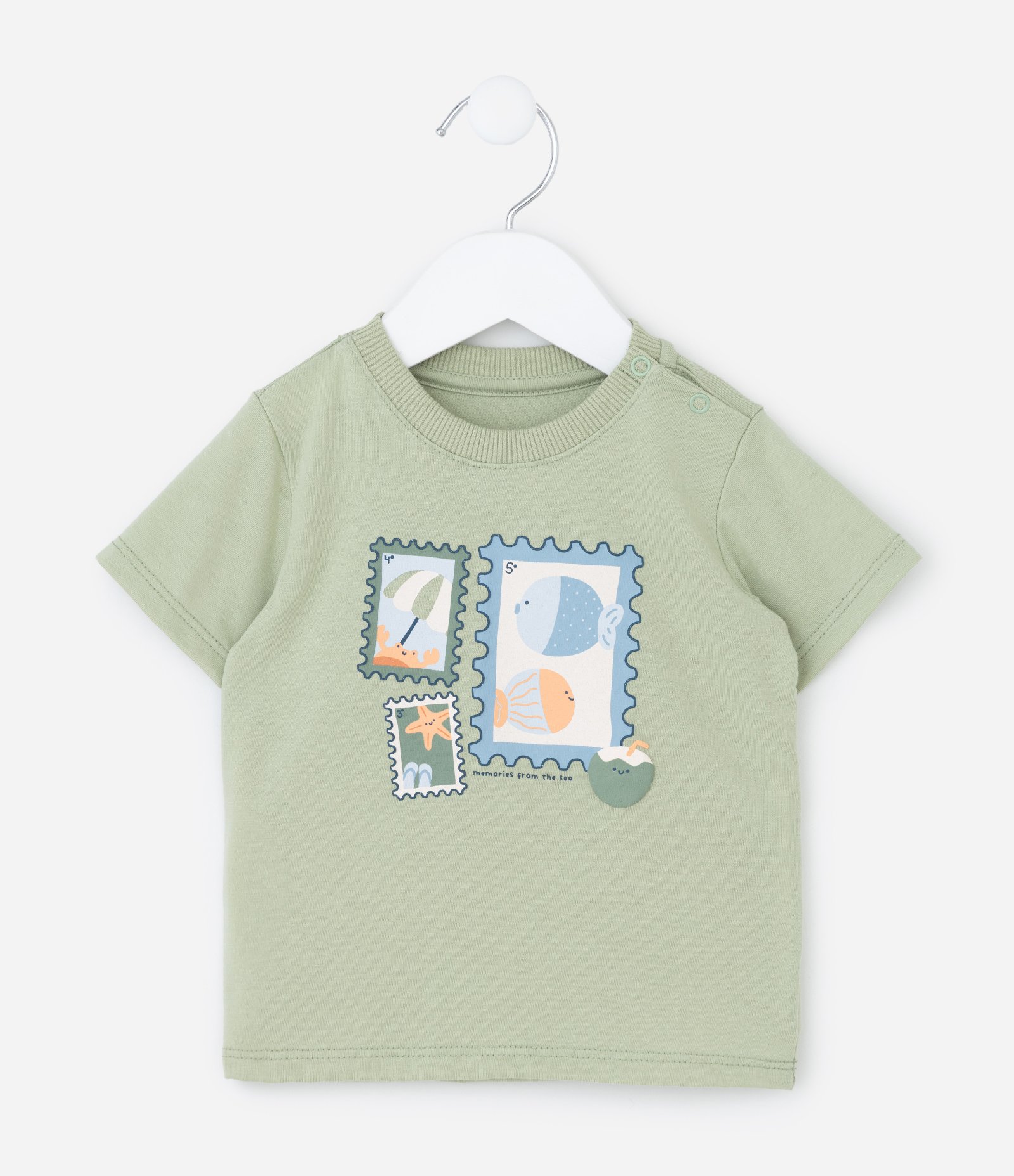 Camiseta Infantil com Estampa de Praia - Tam 0 a 18 Meses Verde 2