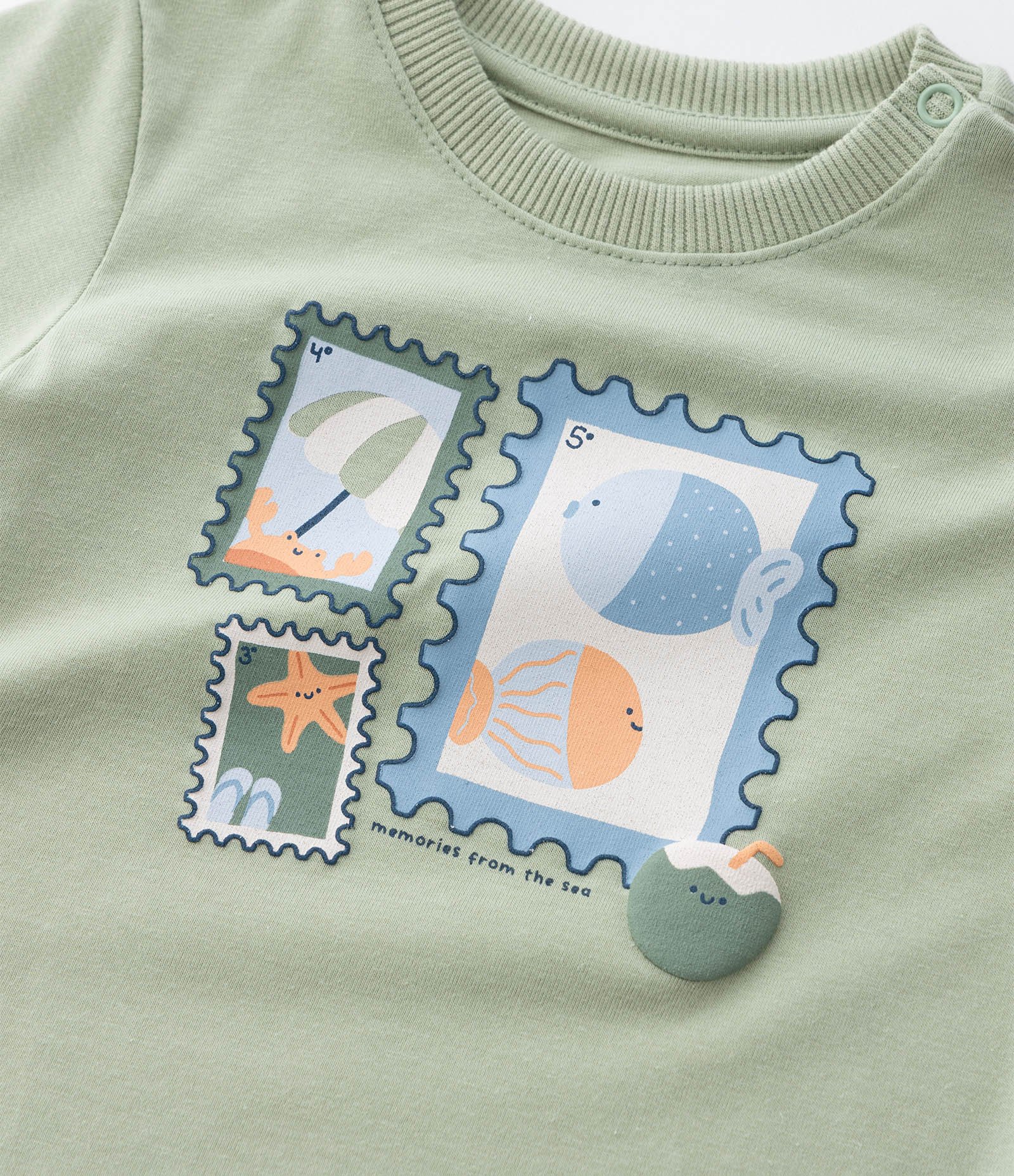 Camiseta Infantil com Estampa de Praia - Tam 0 a 18 Meses Verde 6