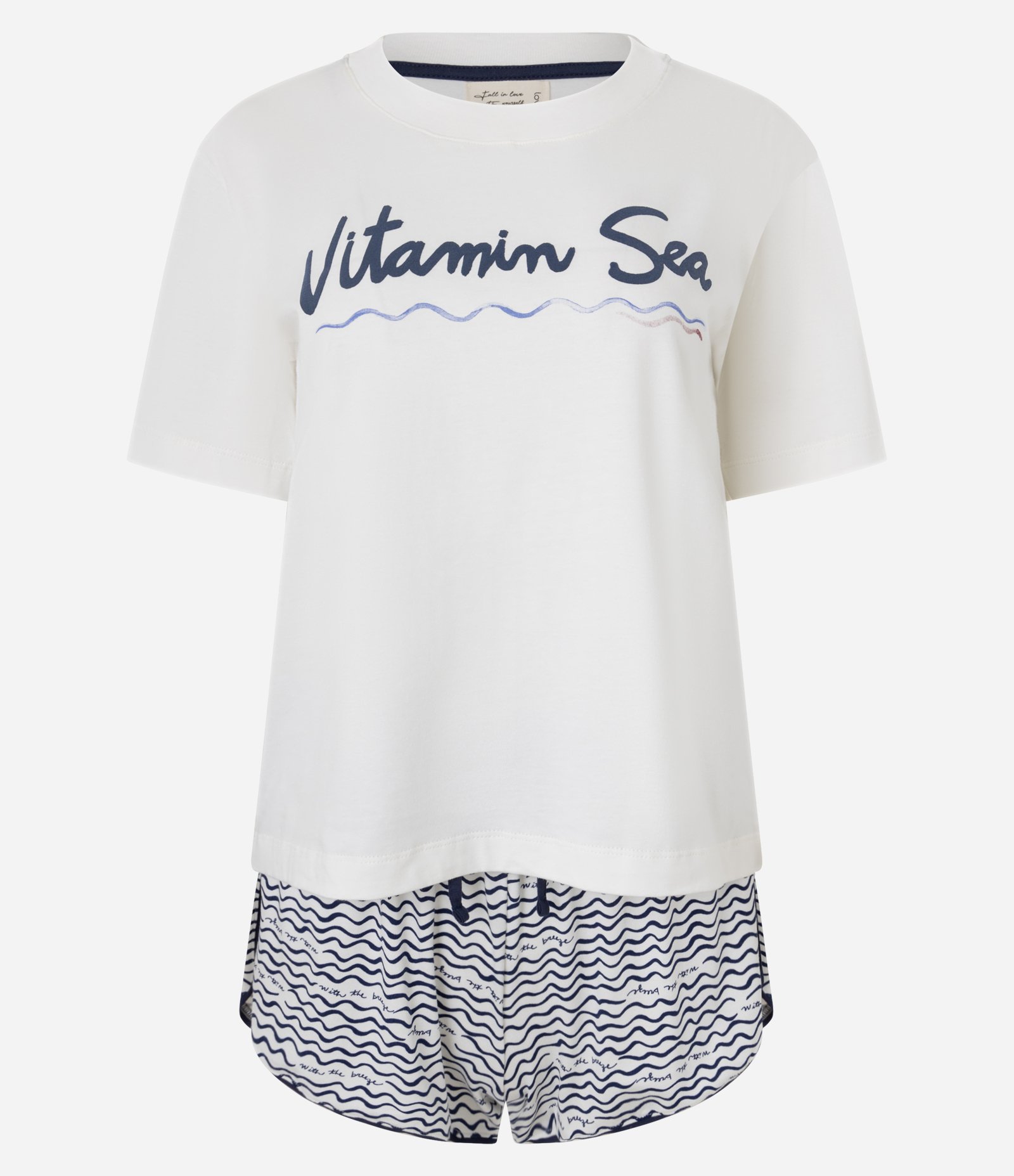 Pijama Short Doll em Algodão com Short Estampado Vitamin Sea Branco 4