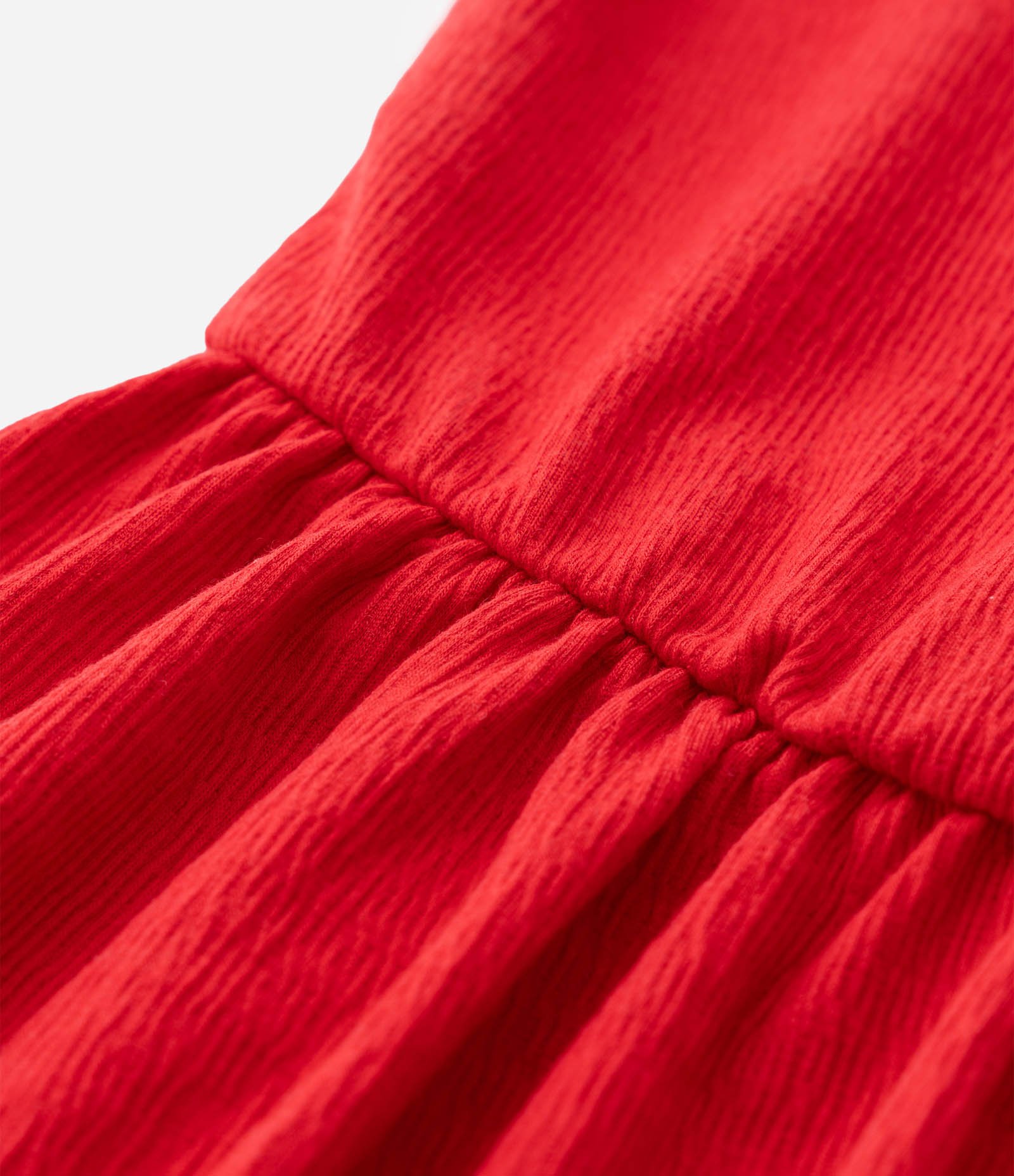 Vestido Infantil em Anarruga com Lacinho Aplicado - Tam 5 a 14 Anos Vermelho 4