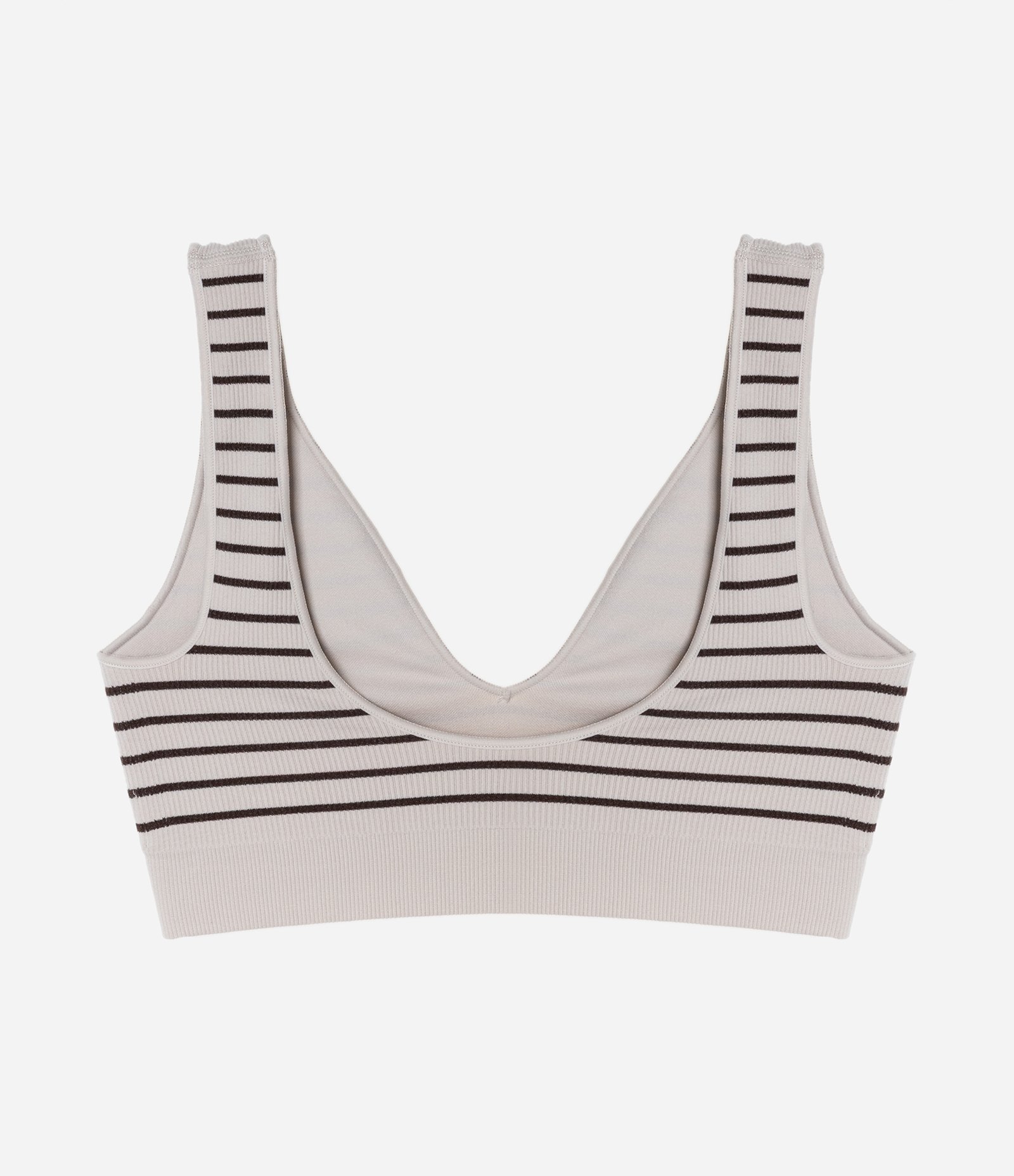 Sutiã Top Com Bojo Removível e Estampa Listrada Cinza 2