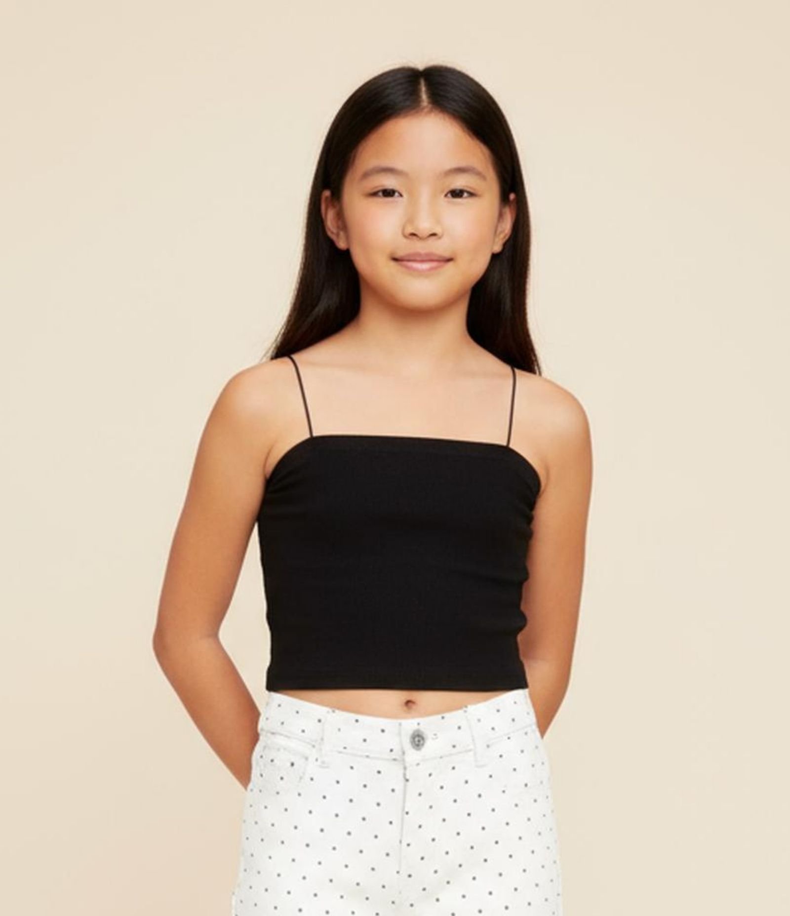 Top Reto Infantil com Alça Canelado - Tam 7 a 14 Anos Preto 1